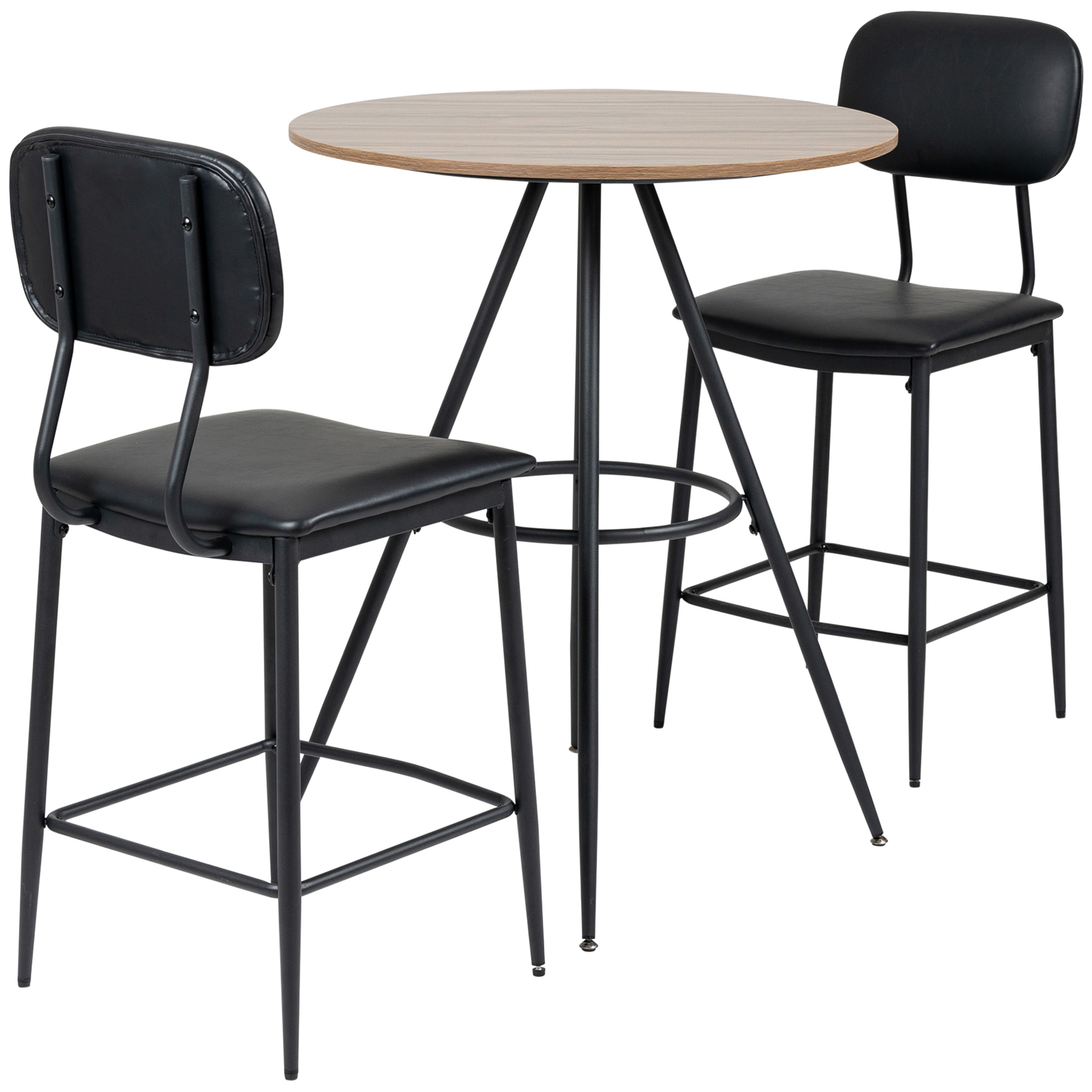HOMCOM Set Mobilier pentru Bar, Masă și 2 Scaune Captușite Maro, Cadru Metalic, Design Modern | Aosom Romania HOMCOM Set Mobilier pentru Bar, Masă și 2 Scaune Captușite Maro, Cadru Metalic, Design Modern | Aosom Romania