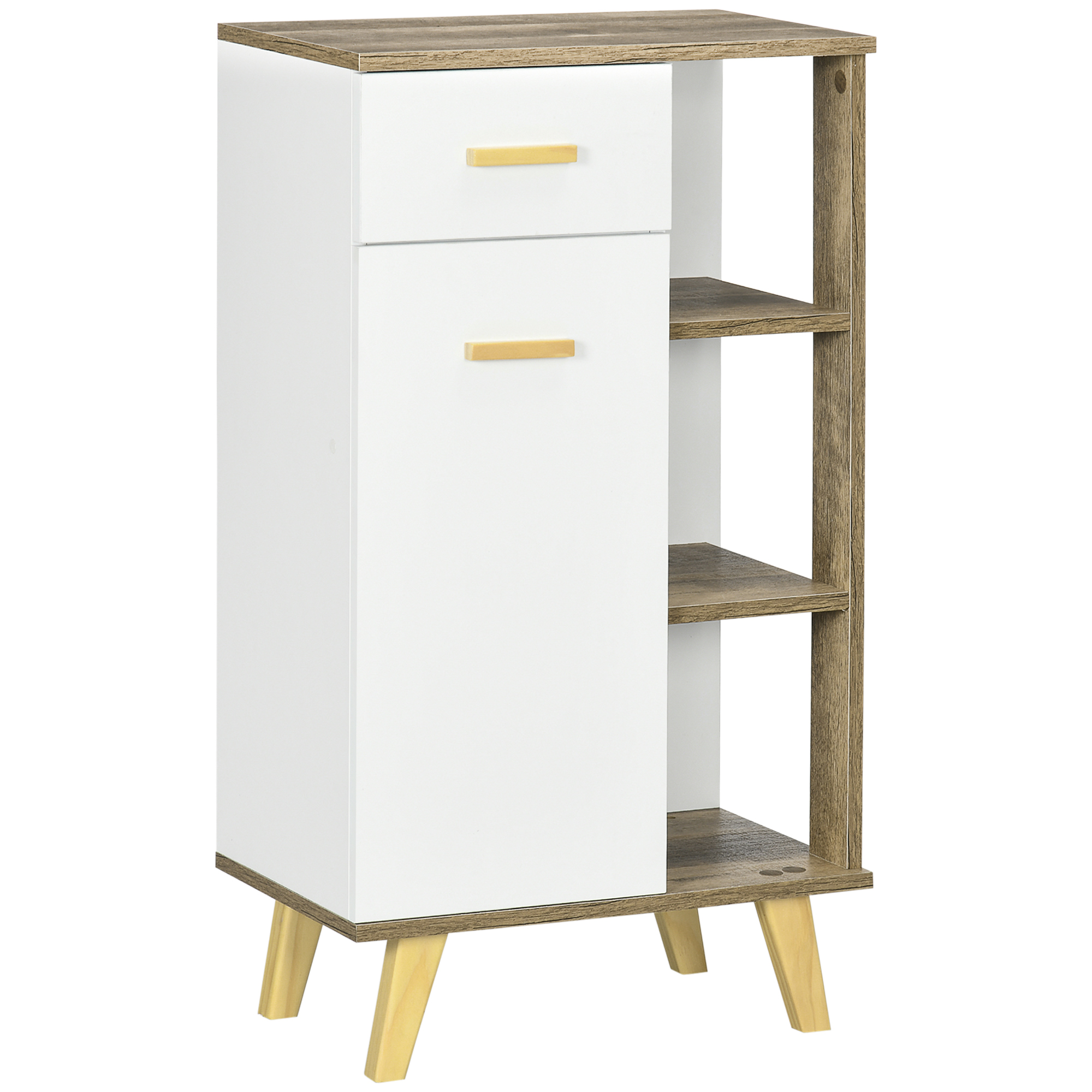 Kleankin Dulap de Baie Modern cu Spațiu de Depozitare, Usă, Sertar, Rafturi, Design Înălțat, 50x30x89 cm, Alb, din Lemn | Aosom Romania Kleankin Dulap de Baie Modern cu Spațiu de Depozitare, Usă, Sertar, Rafturi, Design Înălțat, 50x30x89 cm, Alb, din Lemn | Aosom Romania