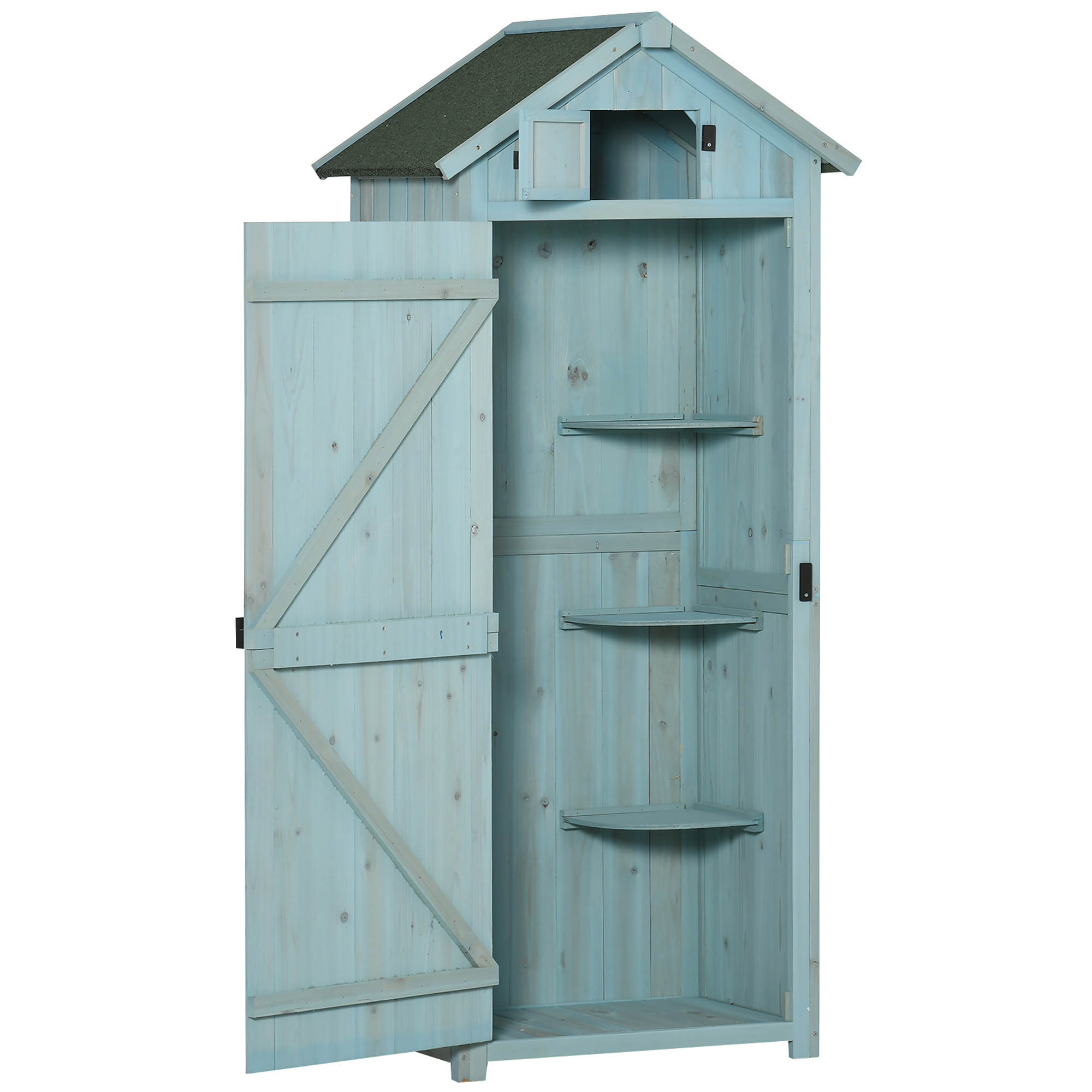 Magazie de Gradina Outsunny, din Lemn Impermeabila, 77x54,2x179cm, Albastru | Aosom RO Magazie de Gradina Outsunny, din Lemn Impermeabila, 77x54,2x179cm, Albastru | Aosom RO