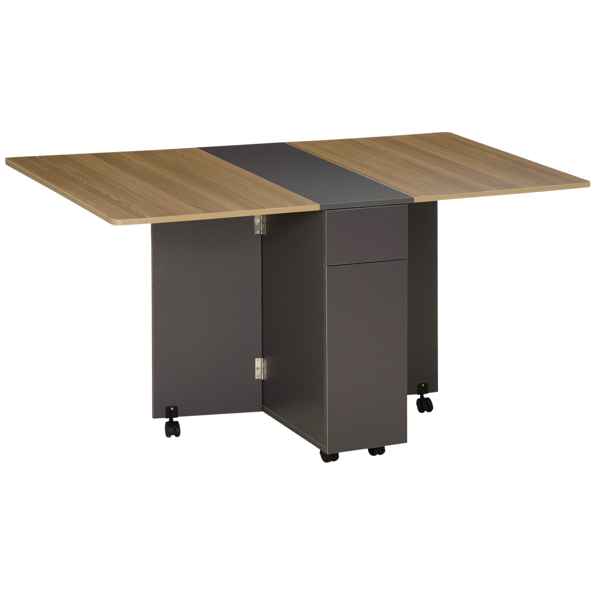 Masa Pliabila Dreptunghiulara HOMCOM din PAL, cu 2 Sertare Dulap 6 Roti, Design Practic, Maro | Aosom Romania Masa Pliabila Dreptunghiulara HOMCOM din PAL, cu 2 Sertare Dulap 6 Roti, Design Practic, Maro | Aosom Romania