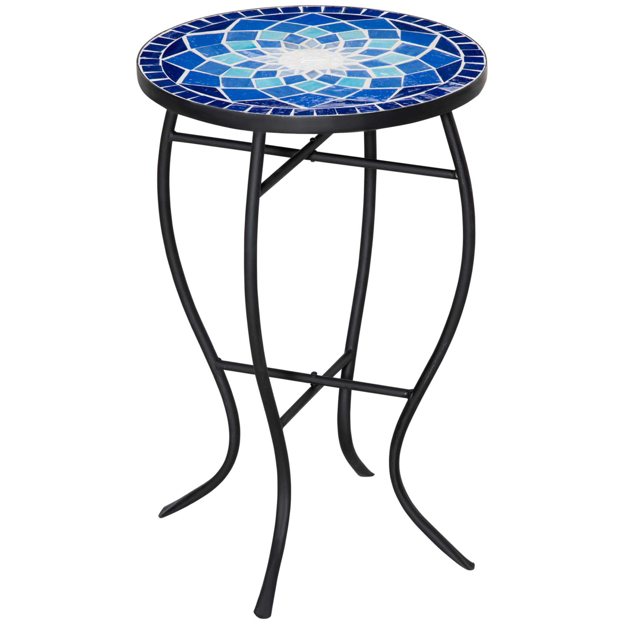 Masuta de Gradina Rotunda din Metal Outsunny, Albastru si Alb, Ф35,5x53,5cm | Aosom RO Masuta de Gradina Rotunda din Metal Outsunny, Albastru si Alb, Ф35,5x53,5cm | Aosom RO