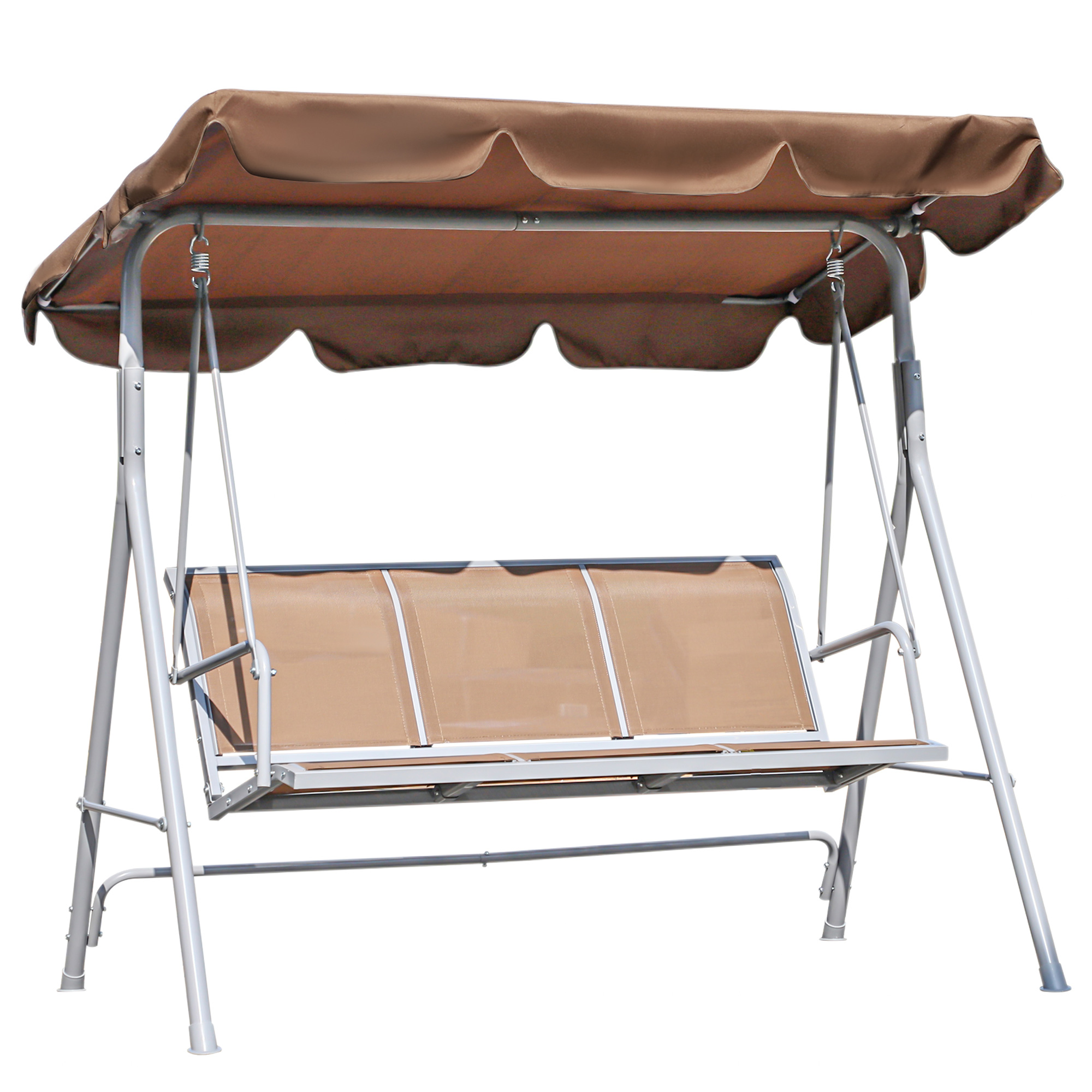 Outsunny Balansoar de Gradina 3 Locuri Schelet in Metal Maro 170 x 112 x 153 cm | Aosom Ro Outsunny Balansoar de Gradina 3 Locuri Schelet in Metal Maro 170 x 112 x 153 cm | Aosom Ro