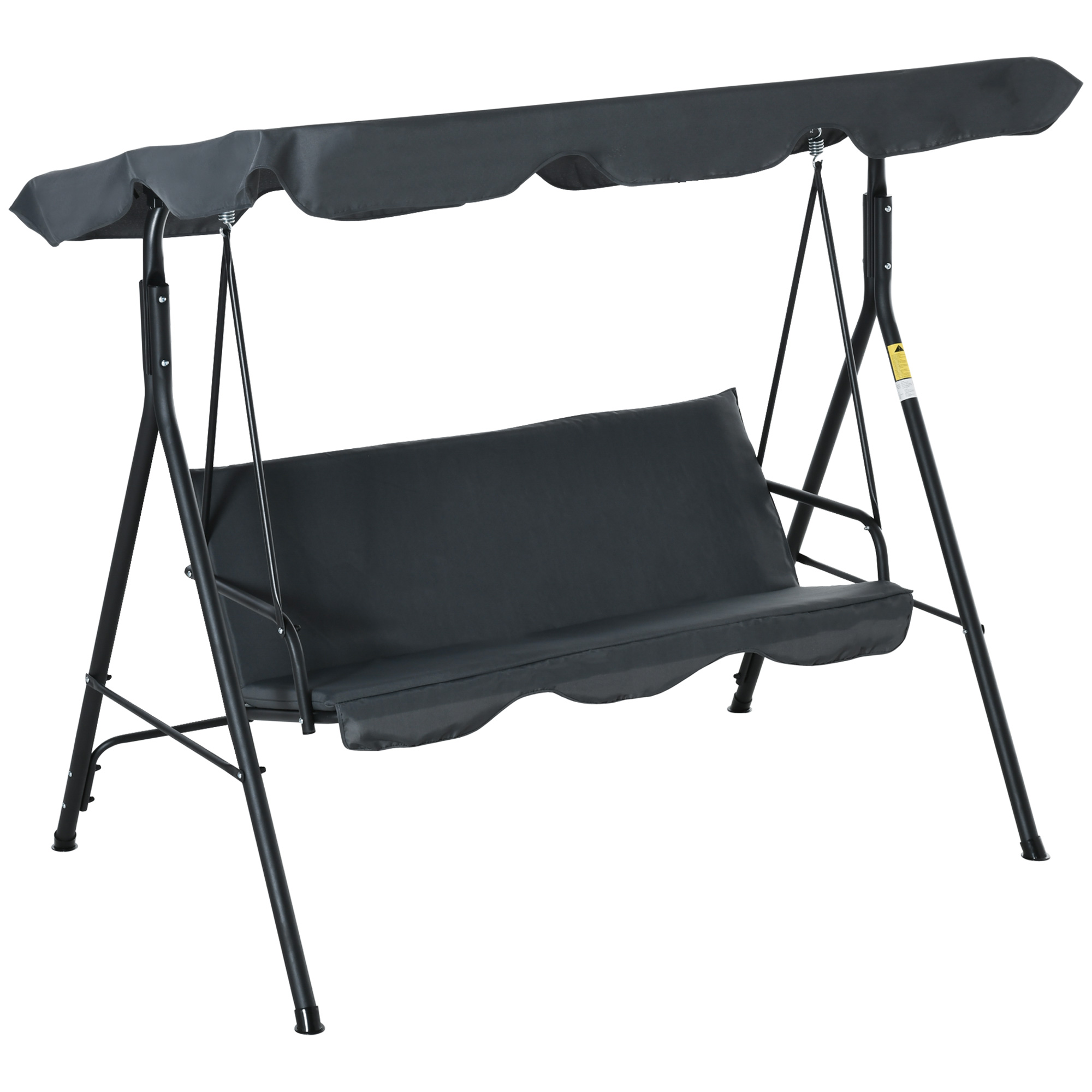 Outsunny Balansoar de Grădină 3 Locuri cu Baldachin Parasolar, Perne Incluse, Structură din Oțel, Gri | Aosom Romania Outsunny Balansoar de Grădină 3 Locuri cu Baldachin Parasolar, Perne Incluse, Structură din Oțel, Gri | Aosom Romania