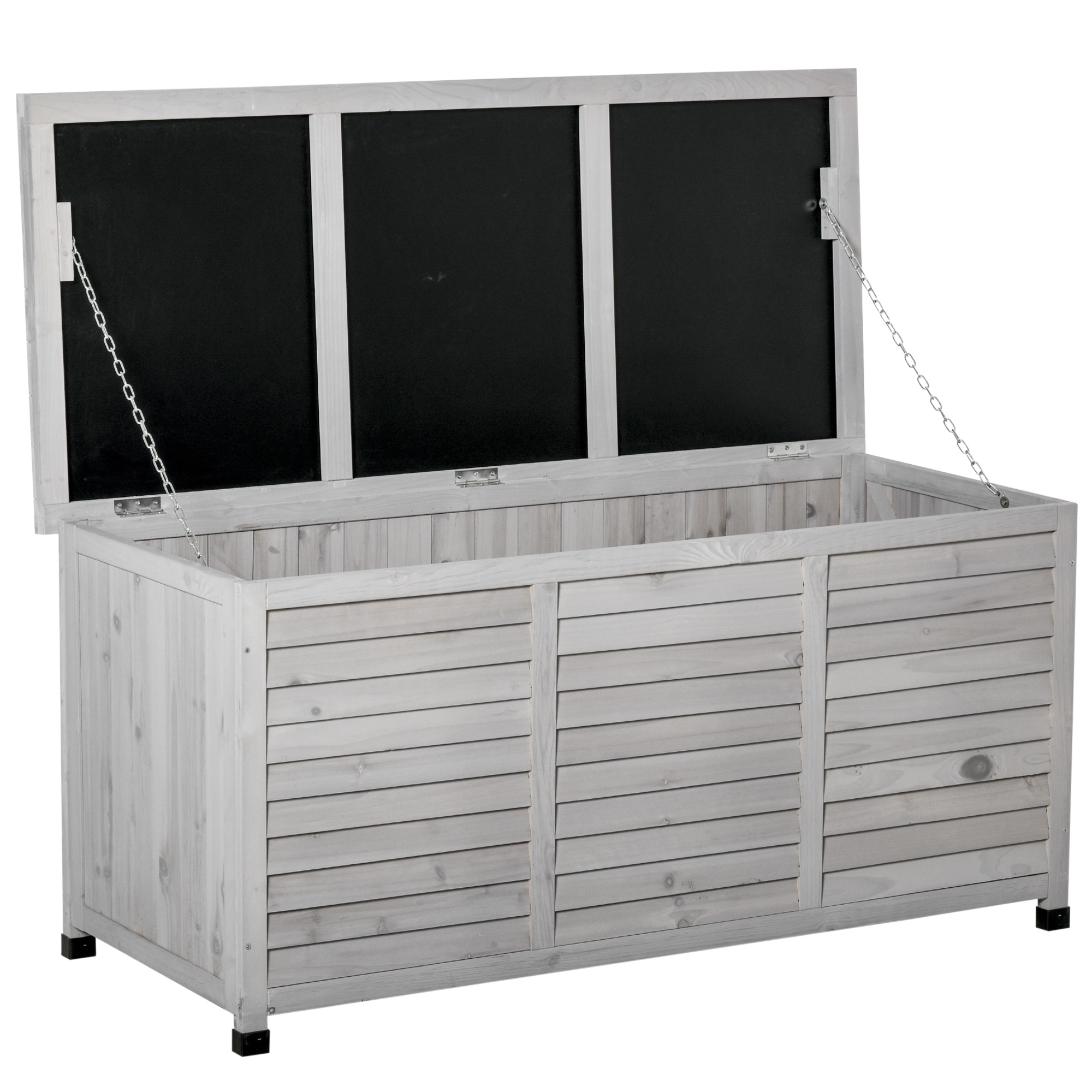 Outsunny Banca Conteiner de depozitare pentru extern si Gradina in Lemn, Gri 127Lx56Lx60Hcm Outsunny Banca Conteiner de depozitare pentru extern si Gradina in Lemn, Gri 127Lx56Lx60Hcm