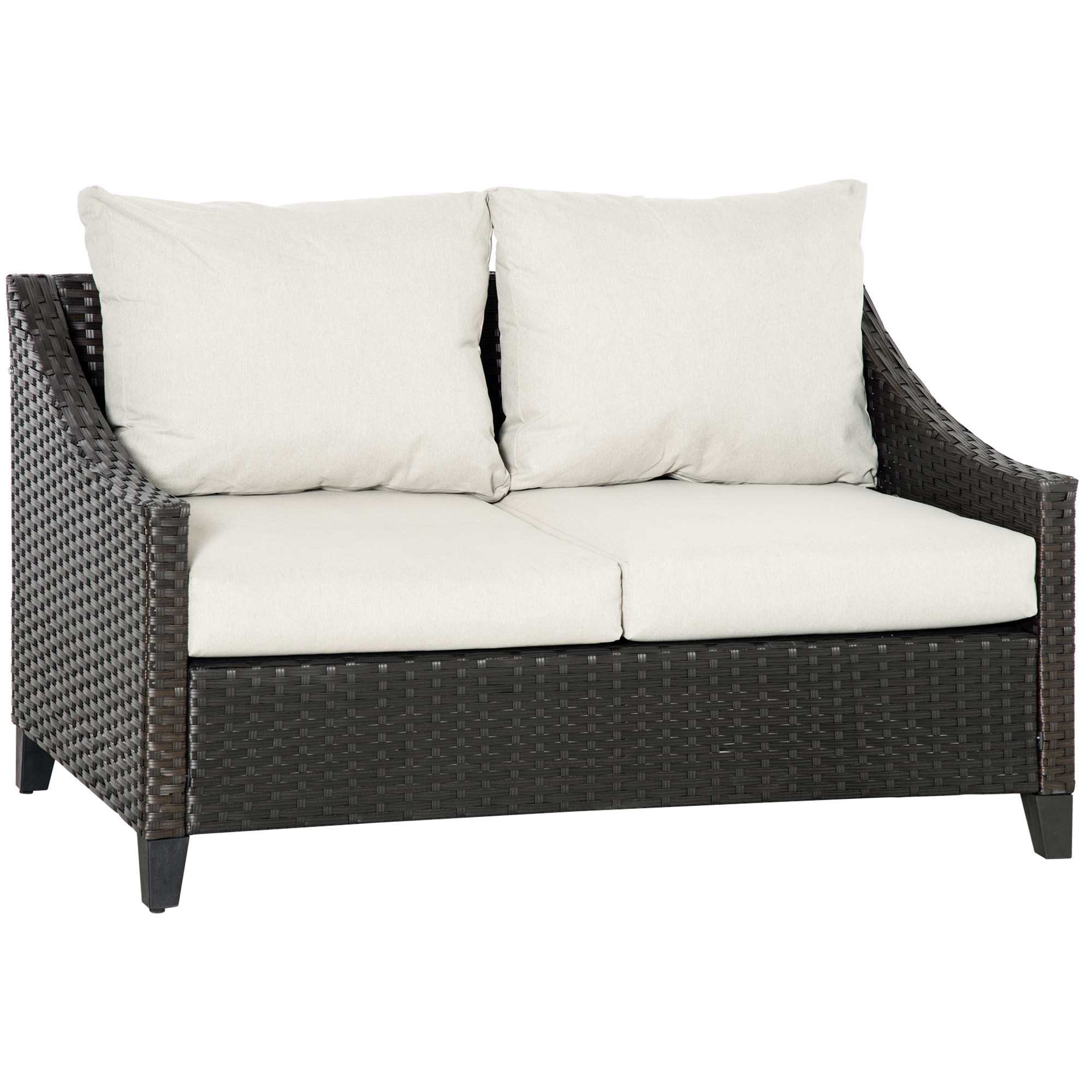 Outsunny Canapea de Gradina Confortabila 2 Locuri, Ratan PE Rezistent, 132x70x74cm, Maro, Perfecta pentru Relaxare in Aer Liber | Aosom Romania Outsunny Canapea de Gradina Confortabila 2 Locuri, Ratan PE Rezistent, 132x70x74cm, Maro, Perfecta pentru Relaxare in Aer Liber | Aosom Romania