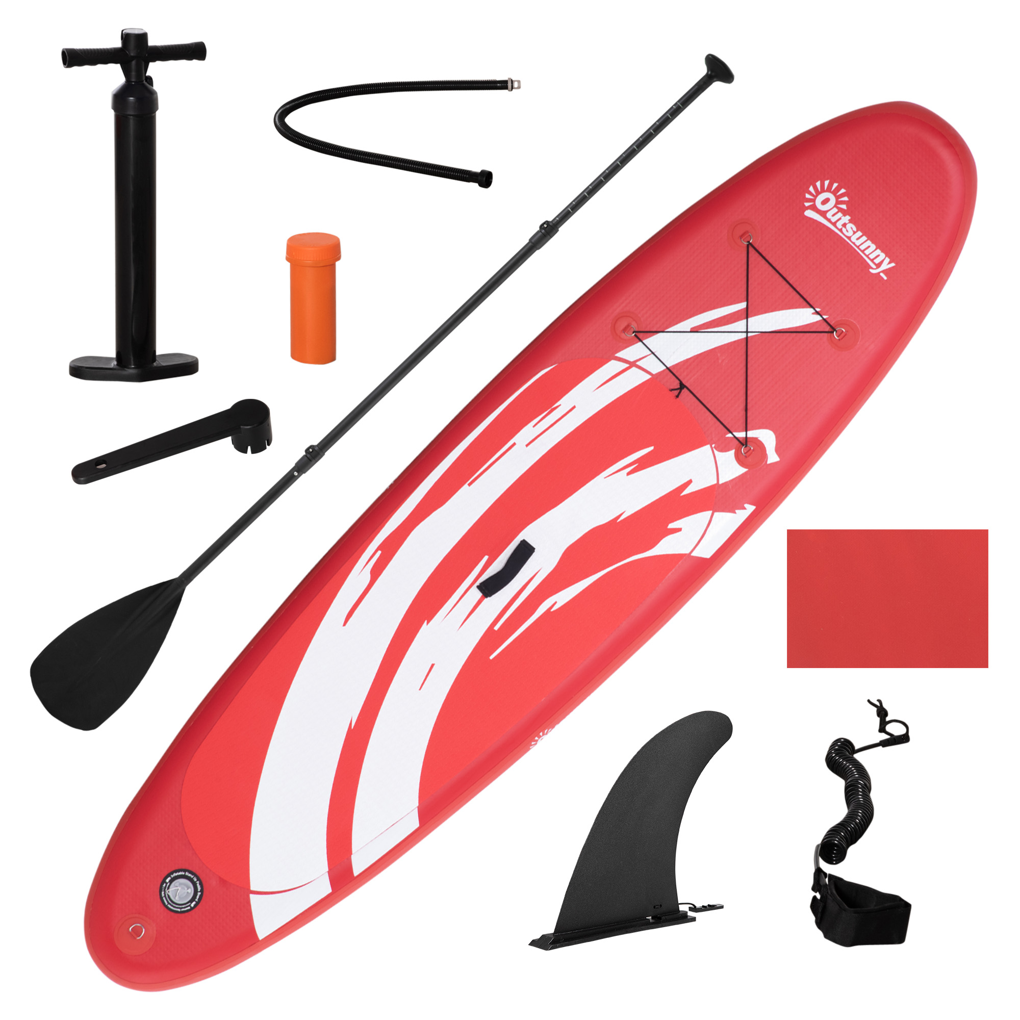 Outsunny Paddleboard Gonflabil cu Pagaie din Aluminiu Ajustabilă, Ușor de Transportat, 300x76x15cm, Roșu și Alb | Aosom Romania Outsunny Paddleboard Gonflabil cu Pagaie din Aluminiu Ajustabilă, Ușor de Transportat, 300x76x15cm, Roșu și Alb | Aosom Romania