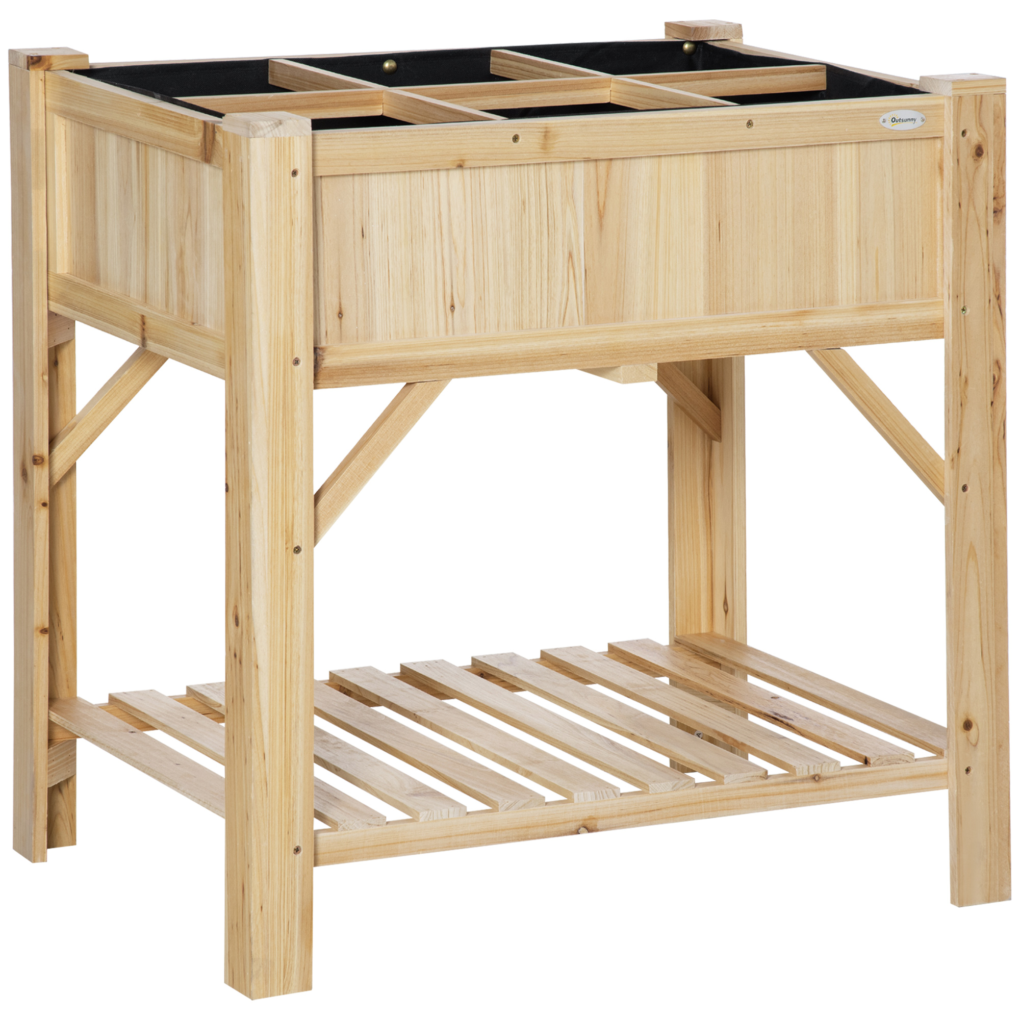 Outsunny Pat de Grădină pentru Legume cu 6 Compartimente, Jardinieră din Lemn de Brad, Suport pentru Plante Exterior, 78.5x58x81 cm | Aosom Romania Outsunny Pat de Grădină pentru Legume cu 6 Compartimente, Jardinieră din Lemn de Brad, Suport pentru Plante Exterior, 78.5x58x81 cm | Aosom Romania