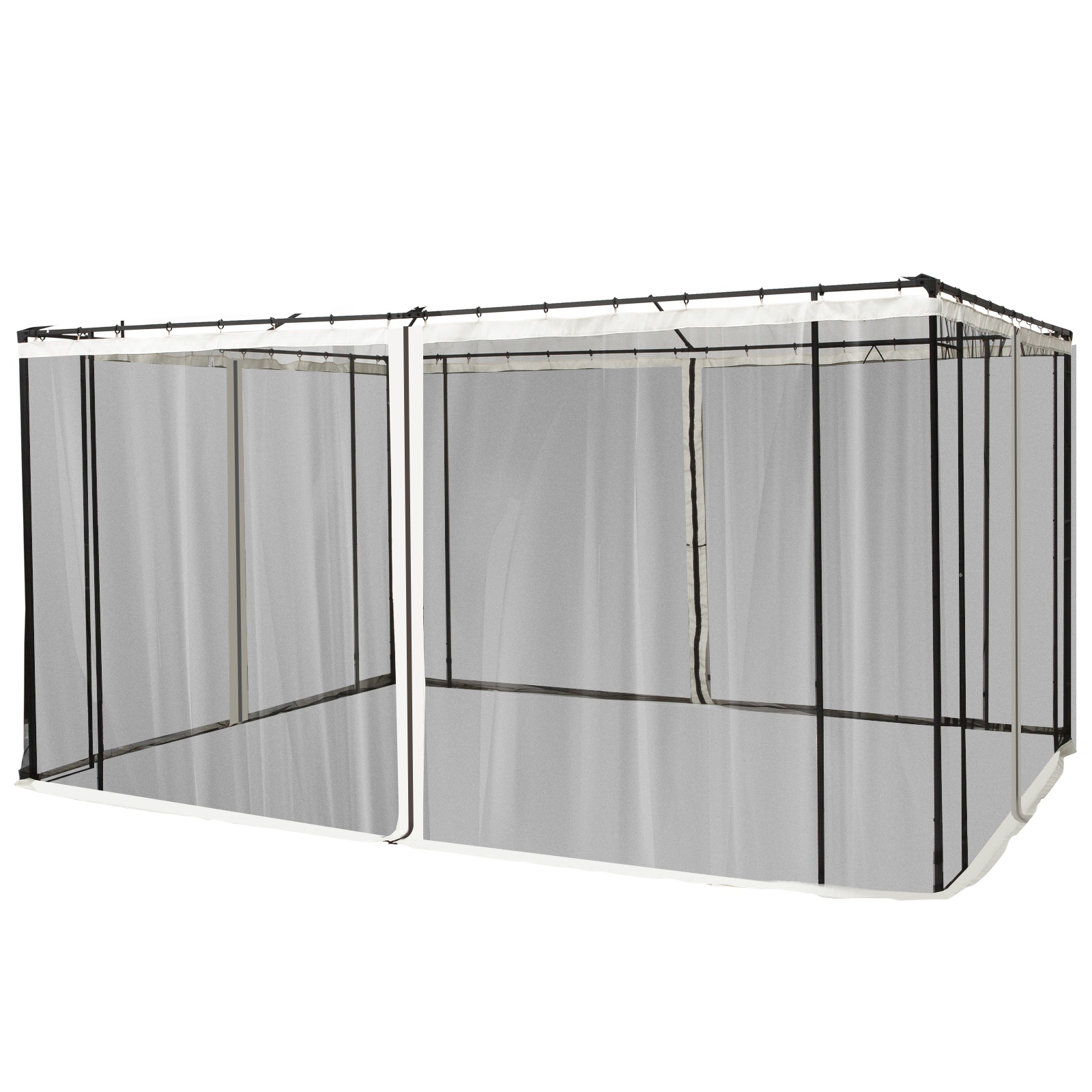 Outsunny Plasă Anti-Țânțari pentru Foișor, Perdele Universale cu Balamale, 352x207cm, Negru și Bej | Aosom Romania Outsunny Plasă Anti-Țânțari pentru Foișor, Perdele Universale cu Balamale, 352x207cm, Negru și Bej | Aosom Romania