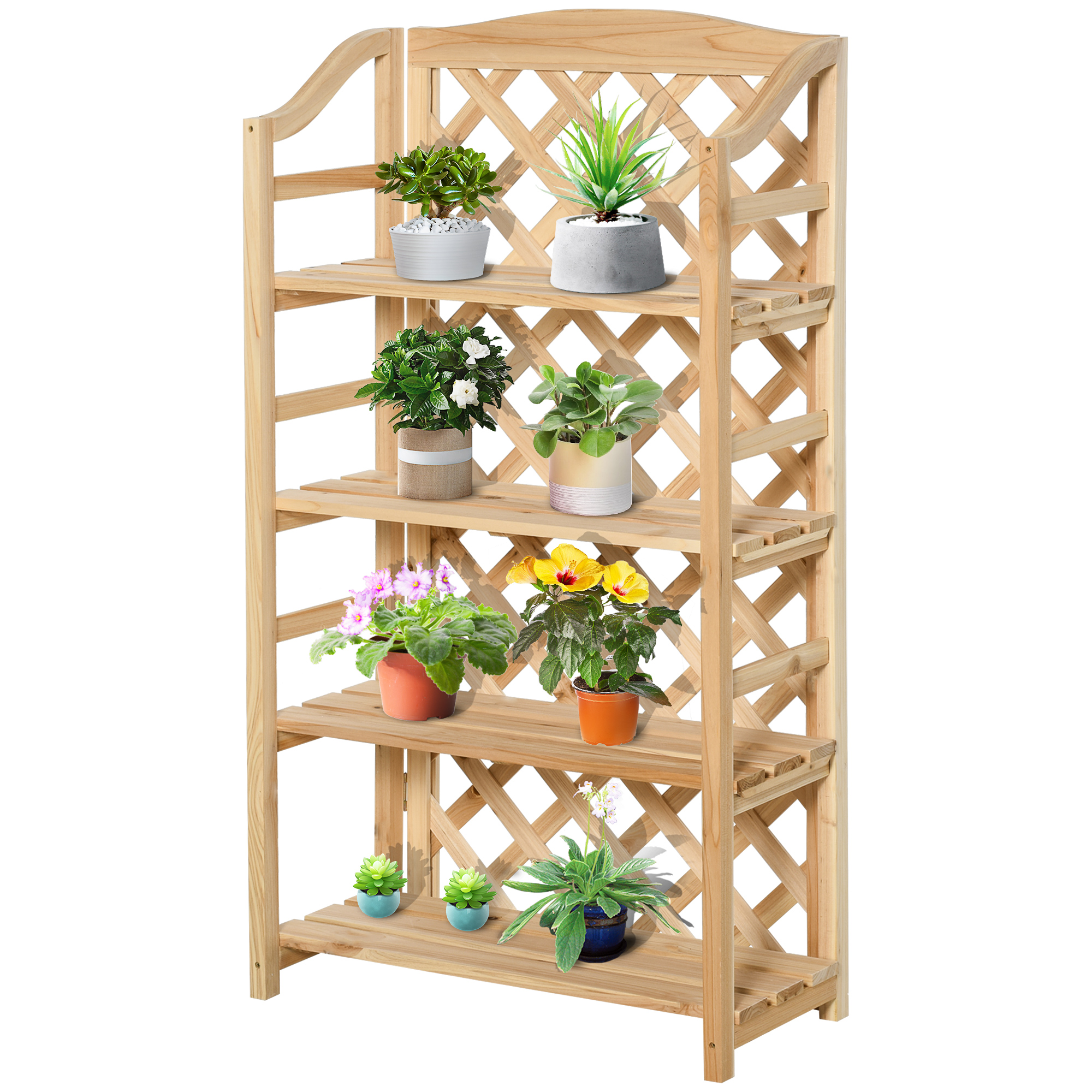 Outsunny Raft Pliabil pentru Plante cu 4 Nivele Reglabile din Lemn pentru Grădină și Interior | Aosom Romania Outsunny Raft Pliabil pentru Plante cu 4 Nivele Reglabile din Lemn pentru Grădină și Interior | Aosom Romania