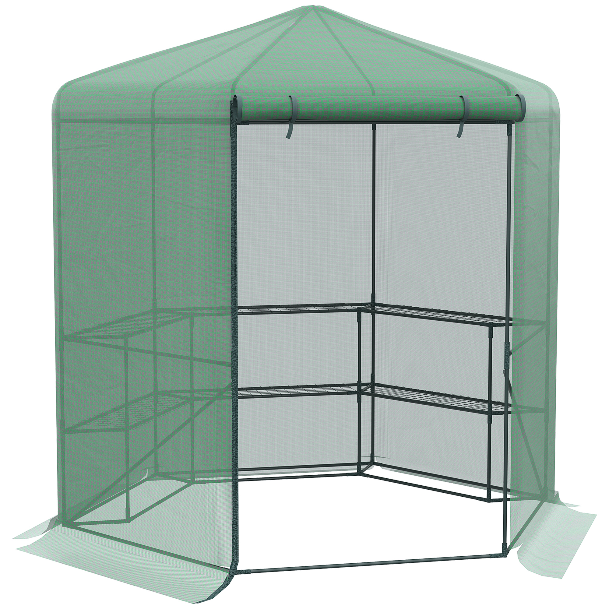 Outsunny Sera de Gradina cu 3 Rafturi si Usa Culisanta, Sera pentru Plante cu Acoperire in PE Anti UV 225x194x215cm | AOSOM RO Outsunny Sera de Gradina cu 3 Rafturi si Usa Culisanta, Sera pentru Plante cu Acoperire in PE Anti UV 225x194x215cm | AOSOM RO