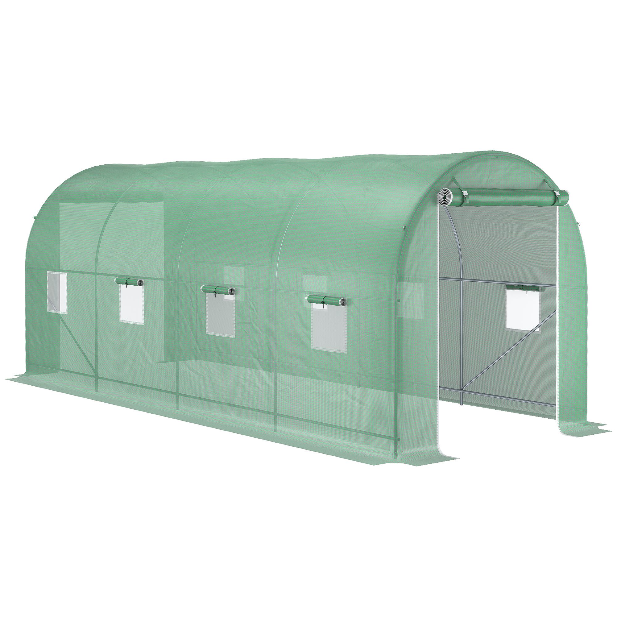 Outsunny Sera tip tunel de Gradina, pentru plante, legume, fructe cu Structura din Otel, Ferestre si Usa, Verde | AOSOM RO Outsunny Sera tip tunel de Gradina, pentru plante, legume, fructe cu Structura din Otel, Ferestre si Usa, Verde | AOSOM RO