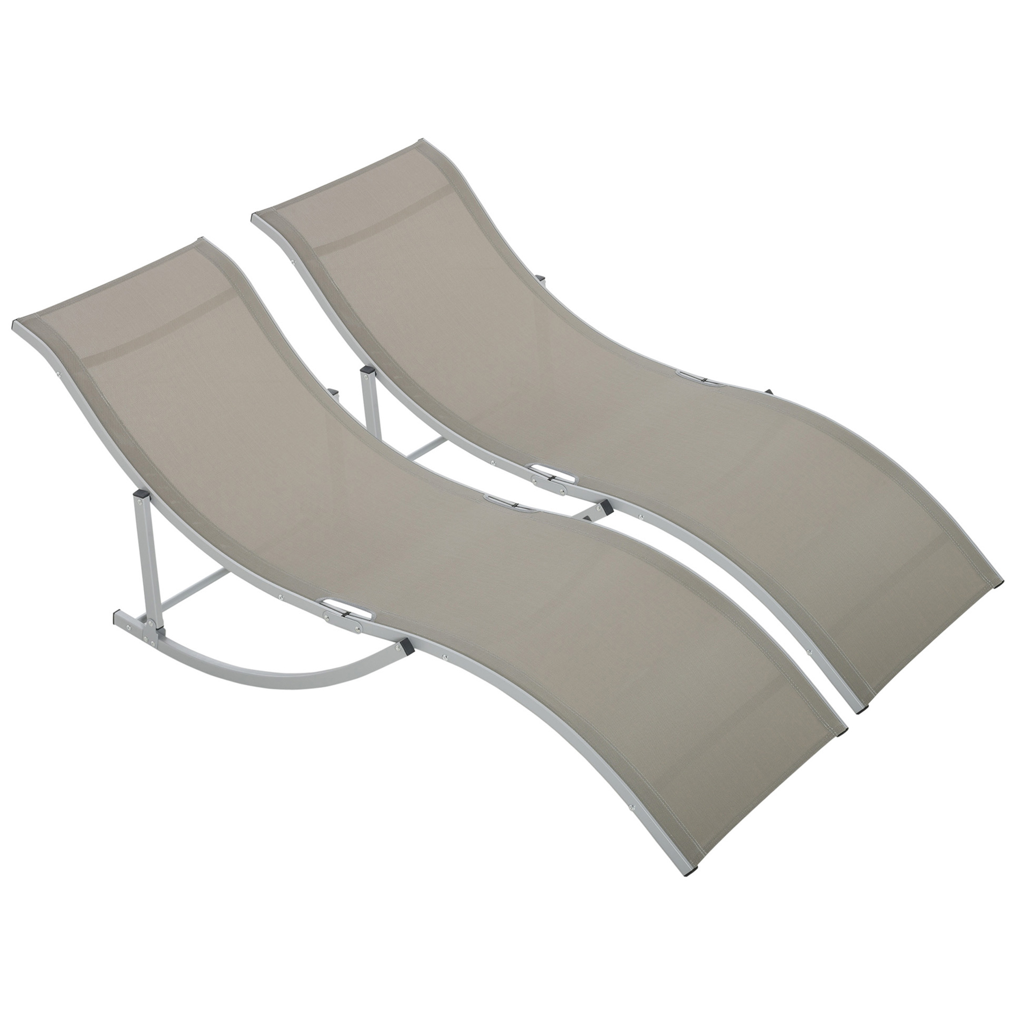 Outsunny Set 2 Șezlonguri de Grădina Pliabile, Șezlong pentru Plajă din Aluminiu și Textilen, 61x165x63 cm, Gri Outsunny Set 2 Șezlonguri de Grădina Pliabile, Șezlong pentru Plajă din Aluminiu și Textilen, 61x165x63 cm, Gri