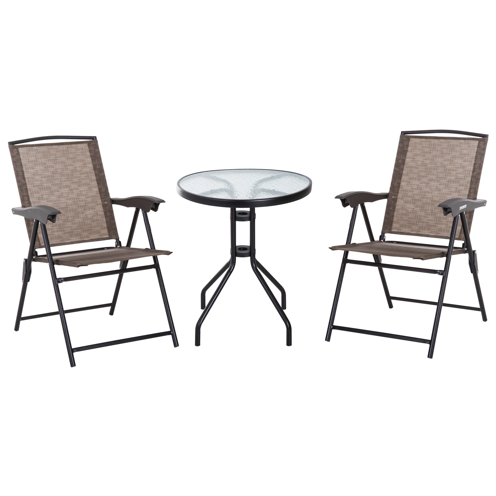 Outsunny Set de mobilier pentru gradina cu masa din sticla securizata, mobilier exterior, maro | AOSOM RO Outsunny Set de mobilier pentru gradina cu masa din sticla securizata, mobilier exterior, maro | AOSOM RO