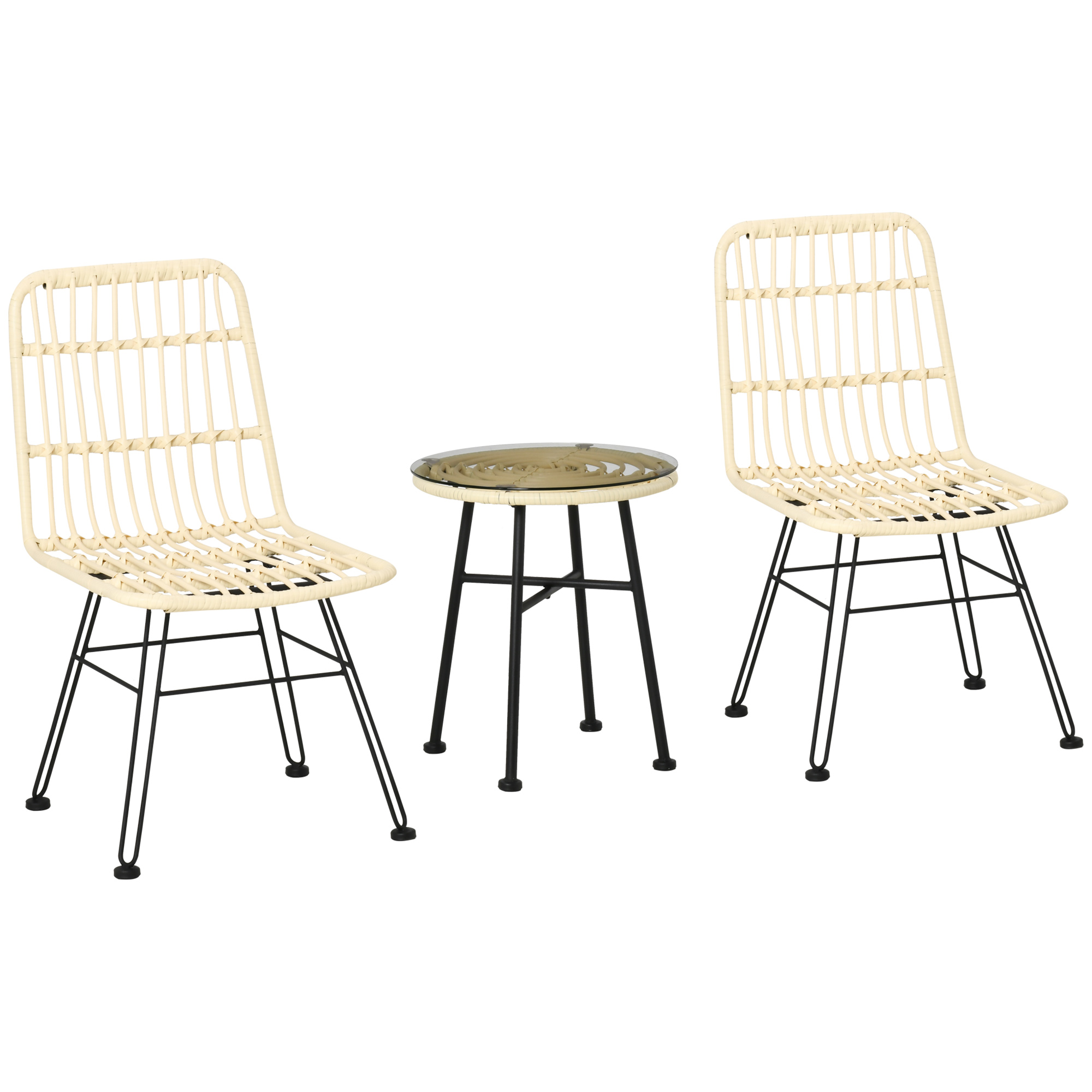 Outsunny Set Mobilier Grădină 3 Piese din Ratan, Salon Exterior cu Măsuță de Cafea și Scaune, Perfect pentru Patio, Bej | Aosom Romania Outsunny Set Mobilier Grădină 3 Piese din Ratan, Salon Exterior cu Măsuță de Cafea și Scaune, Perfect pentru Patio, Bej | Aosom Romania