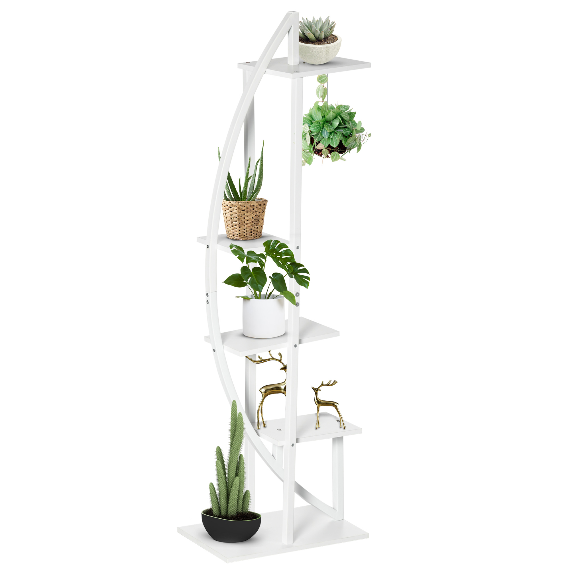 Outsunny Suport pentru Plante cu 5 Niveluri în Formă de Jumătate de Lună pentru Ghivece Decor Interior și Exterior 50x30x160 cm Alb | Aosom Romania Outsunny Suport pentru Plante cu 5 Niveluri în Formă de Jumătate de Lună pentru Ghivece Decor Interior și Exterior 50x30x160 cm Alb | Aosom Romania