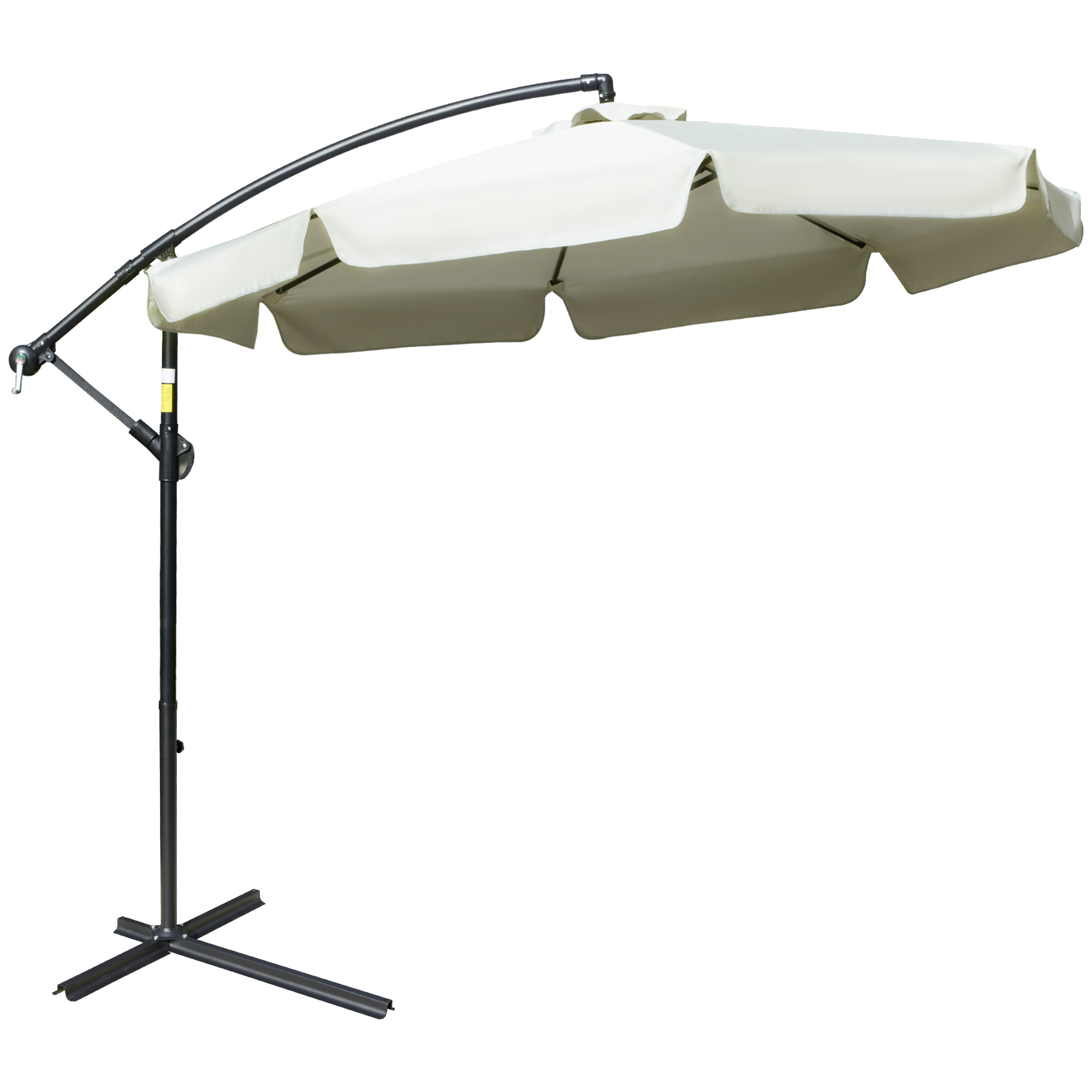 Outsunny Umbrelă de Soare pentru Grădină cu Braț Lateral, Deschidere cu Manivelă, Baldachin din Poliester Ajustabil, Φ265x265cm, Bej | Aosom Romania Outsunny Umbrelă de Soare pentru Grădină cu Braț Lateral, Deschidere cu Manivelă, Baldachin din Poliester Ajustabil, Φ265x265cm, Bej | Aosom Romania