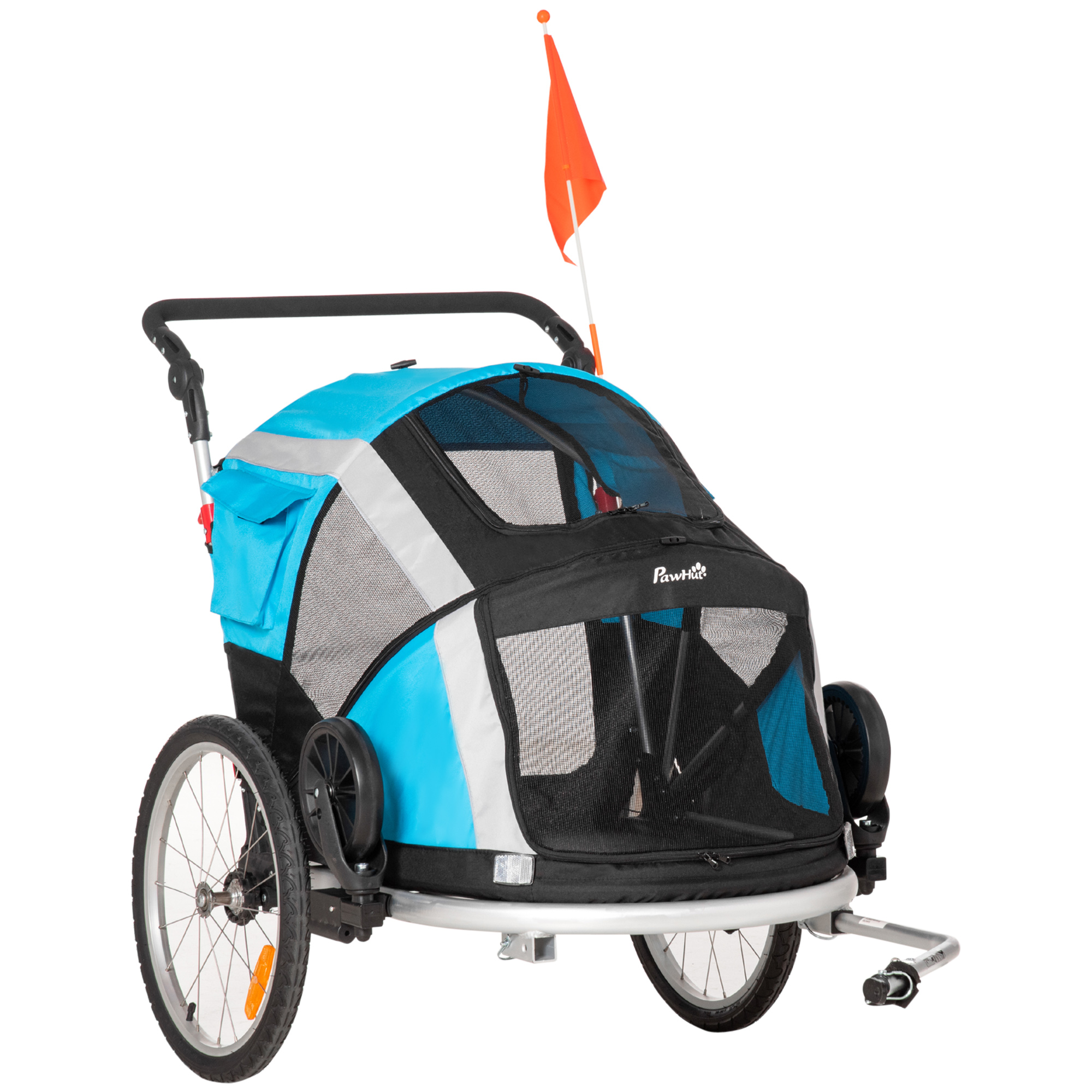 PawHut Remorcă Bicicletă pentru Câini, Pliabilă, 2 în 1, Siguranță Maximă, 150x82x98/108 cm, Albastru | Aosom Romania PawHut Remorcă Bicicletă pentru Câini, Pliabilă, 2 în 1, Siguranță Maximă, 150x82x98/108 cm, Albastru | Aosom Romania