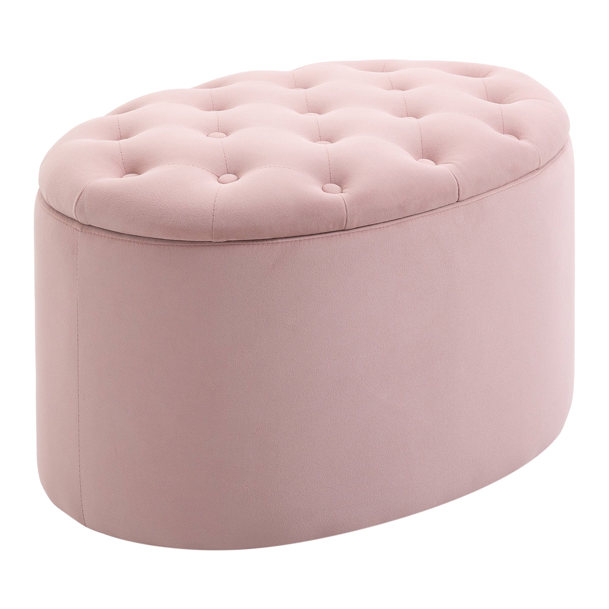Puf HOMCOM Container cu Capac Matlasat, Suport Picioare Catifea Oval, Mobilier Living Dormitor, Roz | Aosom Romania Puf HOMCOM Container cu Capac Matlasat, Suport Picioare Catifea Oval, Mobilier Living Dormitor, Roz | Aosom Romania