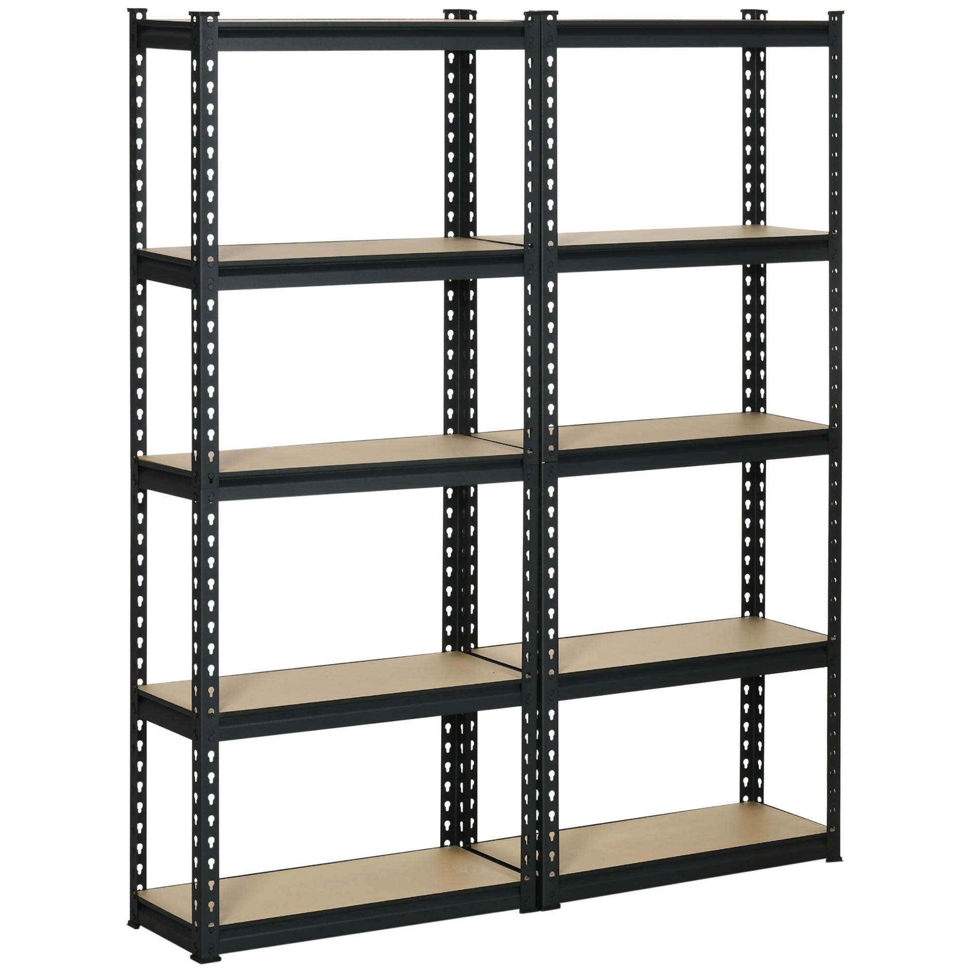 Raft de depozitare cu 5 niveluri, set de 2 din MDF, otel, 70x30x167,5cm negru si maro HOMCOM | Aosom RO Raft de depozitare cu 5 niveluri, set de 2 din MDF, otel, 70x30x167,5cm negru si maro HOMCOM | Aosom RO