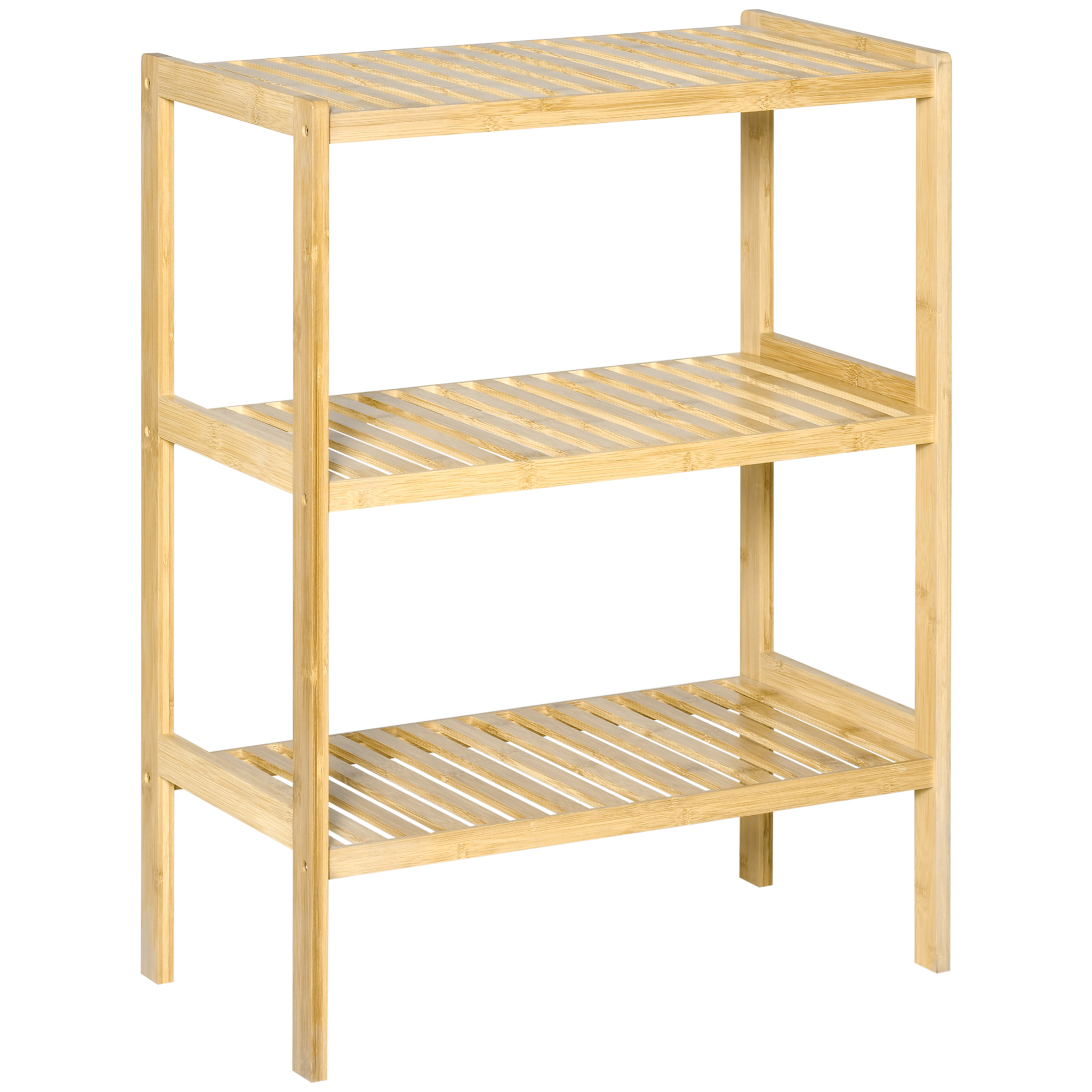 Raft Multifuncțional HOMCOM din Bambus cu 3 Nivele, Design Natural, 62x33x80 cm, Culoare Lemn | Aosom Romania Raft Multifuncțional HOMCOM din Bambus cu 3 Nivele, Design Natural, 62x33x80 cm, Culoare Lemn | Aosom Romania