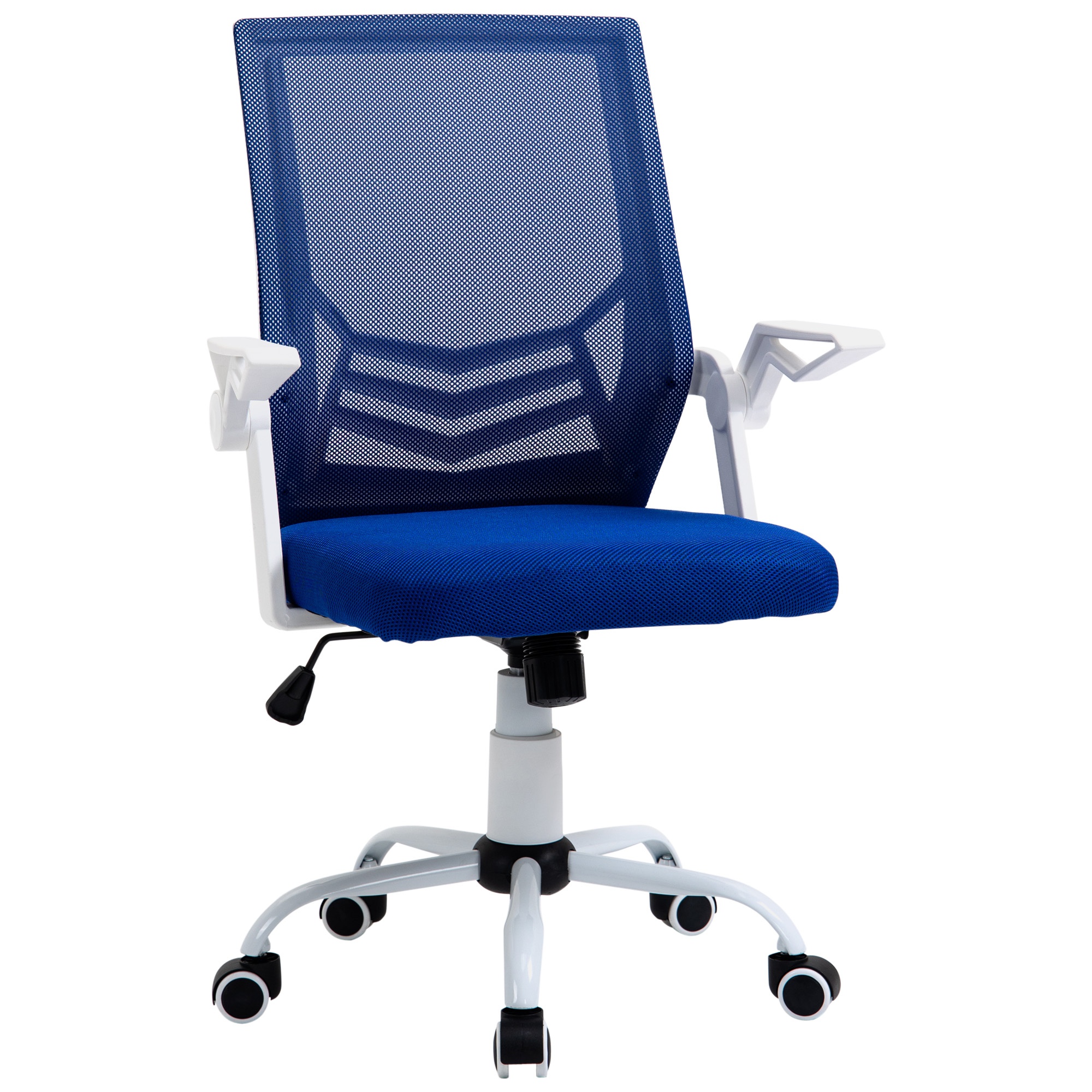Scaun de Birou Ergonomic cu Cotiere si Suport Lombar, Fotoliu Birou Pivotant si Inaltime Reglabila din Tesatura Albastra Vinsetto | Aosom RO Scaun de Birou Ergonomic cu Cotiere si Suport Lombar, Fotoliu Birou Pivotant si Inaltime Reglabila din Tesatura Albastra Vinsetto | Aosom RO