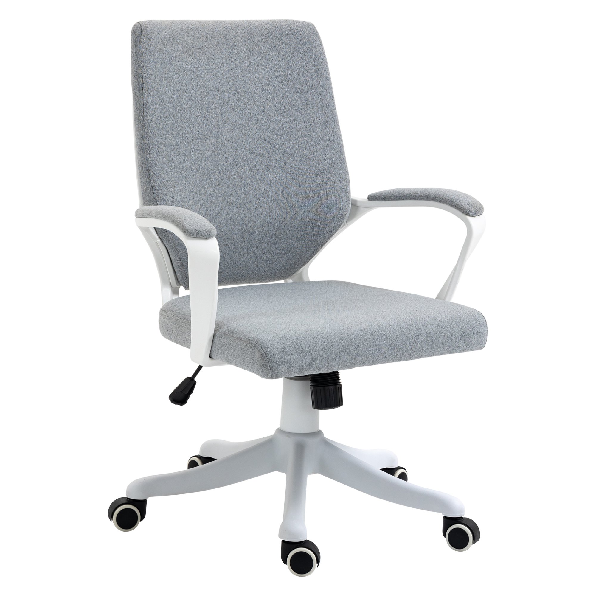 Scaun de Birou Ergonomic, Inaltime Reglabila si Functie de Balansare, Fotoliu Pivotant cu Roti, 62x69x92-102cm, Gri Alb Vinsetto | Aosom RO Scaun de Birou Ergonomic, Inaltime Reglabila si Functie de Balansare, Fotoliu Pivotant cu Roti, 62x69x92-102cm, Gri Alb Vinsetto | Aosom RO