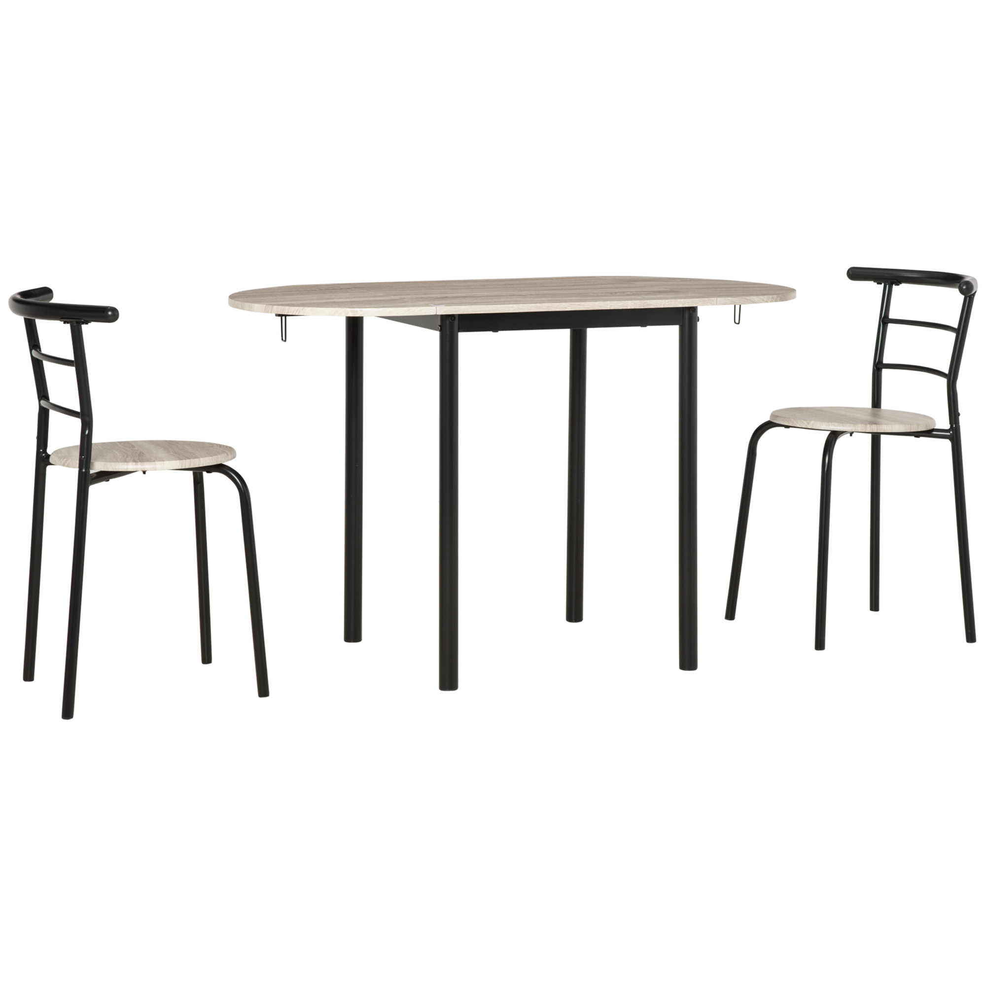 Set de sufragerie HOMCOM din 3 piese cu 2 scaune si 1 masa ovala, pentru spatii limitate, culoare lemn | Aosom RO Set de sufragerie HOMCOM din 3 piese cu 2 scaune si 1 masa ovala, pentru spatii limitate, culoare lemn | Aosom RO
