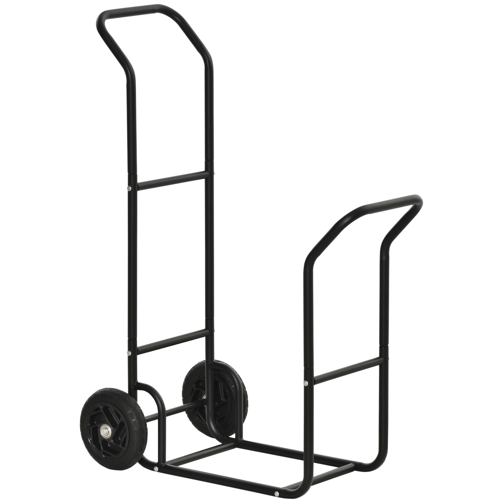 Suport pentru lemne de foc Carucior cu roti si capacitate de greutate 100 kg, din otel, 77x42x105cm, negru Outsunny | Aosom RO Suport pentru lemne de foc Carucior cu roti si capacitate de greutate 100 kg, din otel, 77x42x105cm, negru Outsunny | Aosom RO
