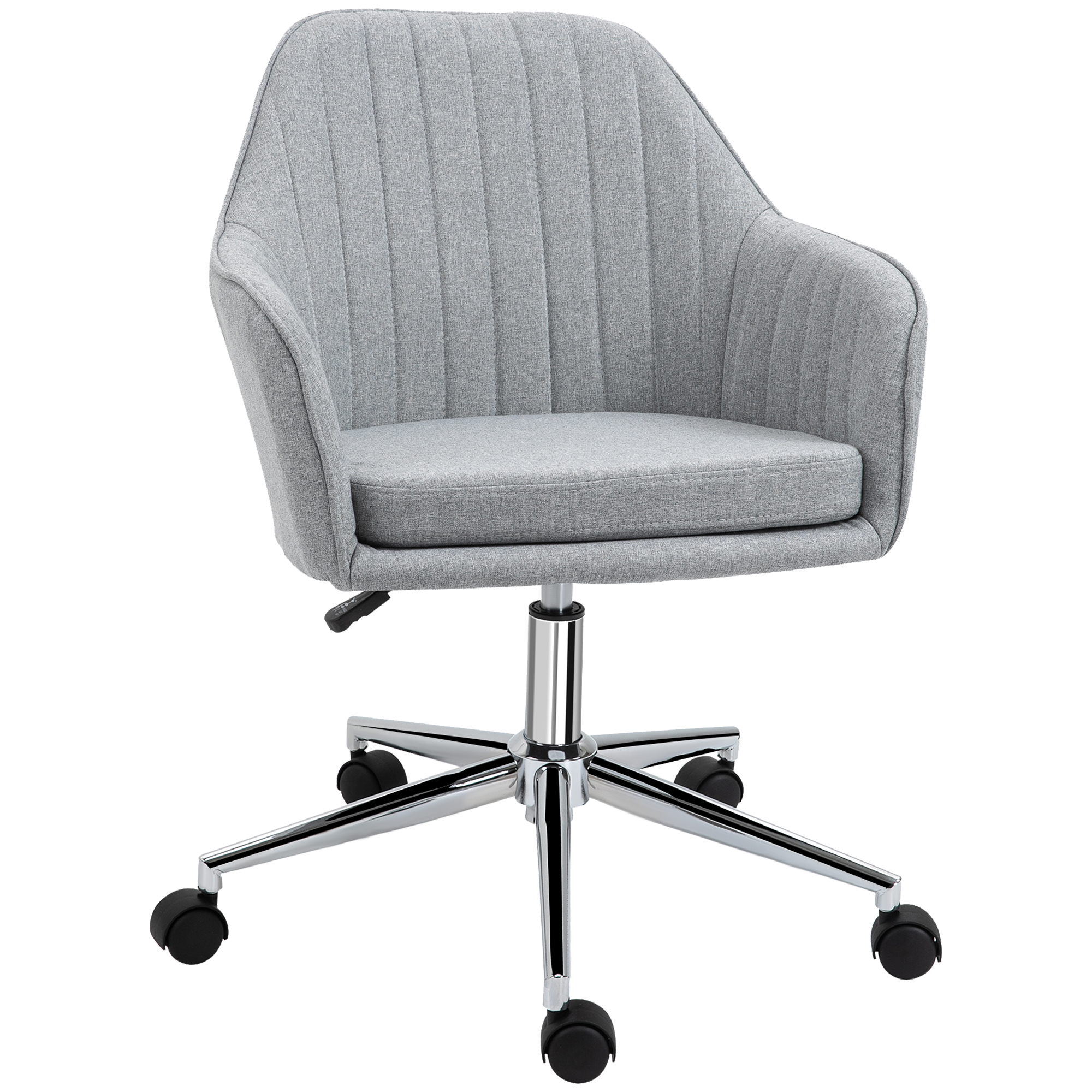 Vinsetto Scaun de Birou Confortabil, Pivotant, Reglabil pe Înălțime, cu Roți, Stofă Gri Deschis, 61x59x86-96cm | Aosom Romania Vinsetto Scaun de Birou Confortabil, Pivotant, Reglabil pe Înălțime, cu Roți, Stofă Gri Deschis, 61x59x86-96cm | Aosom Romania