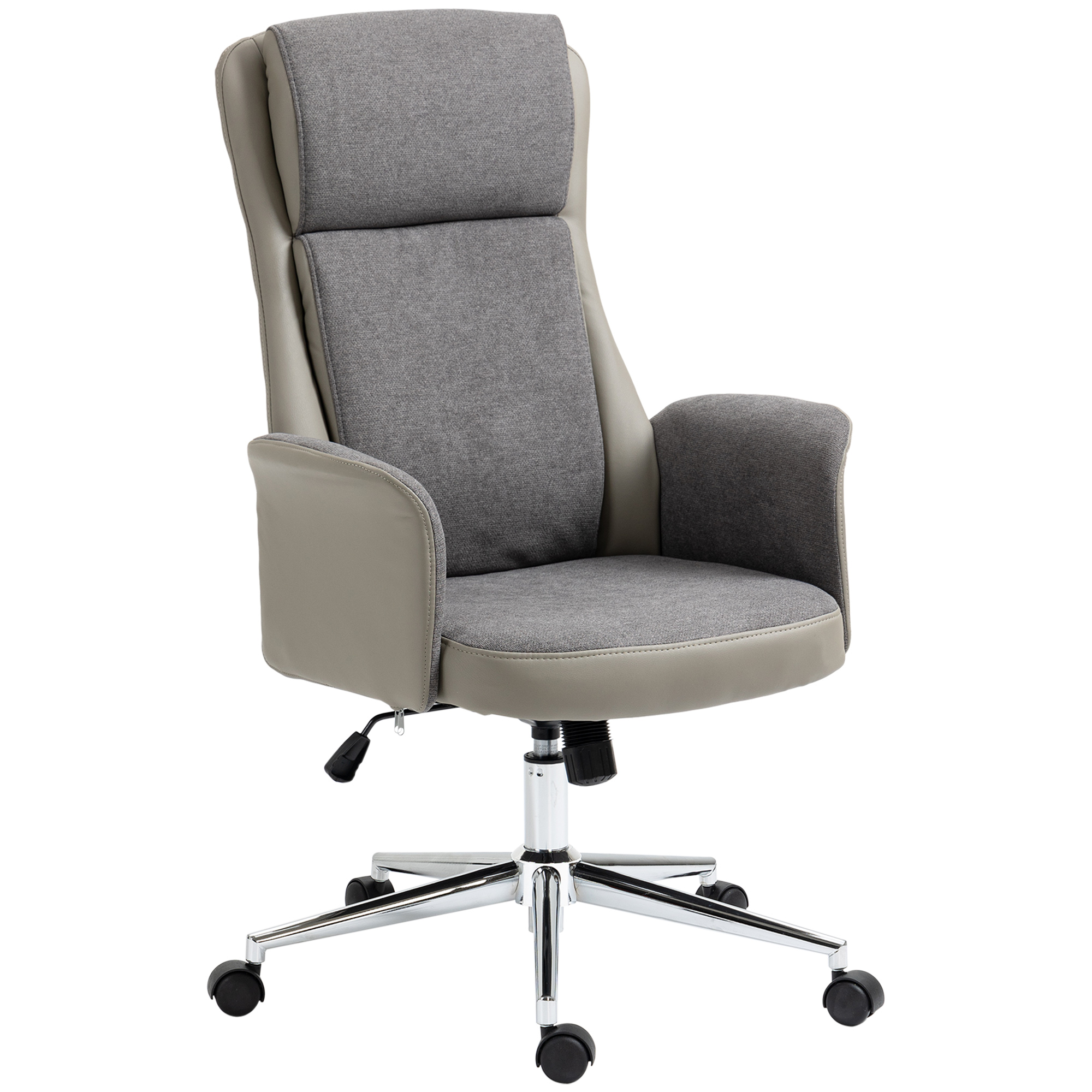 Vinsetto Scaun de Birou Elegant din 2 Țesături, Ergonomic, Reglabil pe Înălțime, cu Roți Pivotante, 65x72x108-118cm, Gri | Aosom Romania Vinsetto Scaun de Birou Elegant din 2 Țesături, Ergonomic, Reglabil pe Înălțime, cu Roți Pivotante, 65x72x108-118cm, Gri | Aosom Romania
