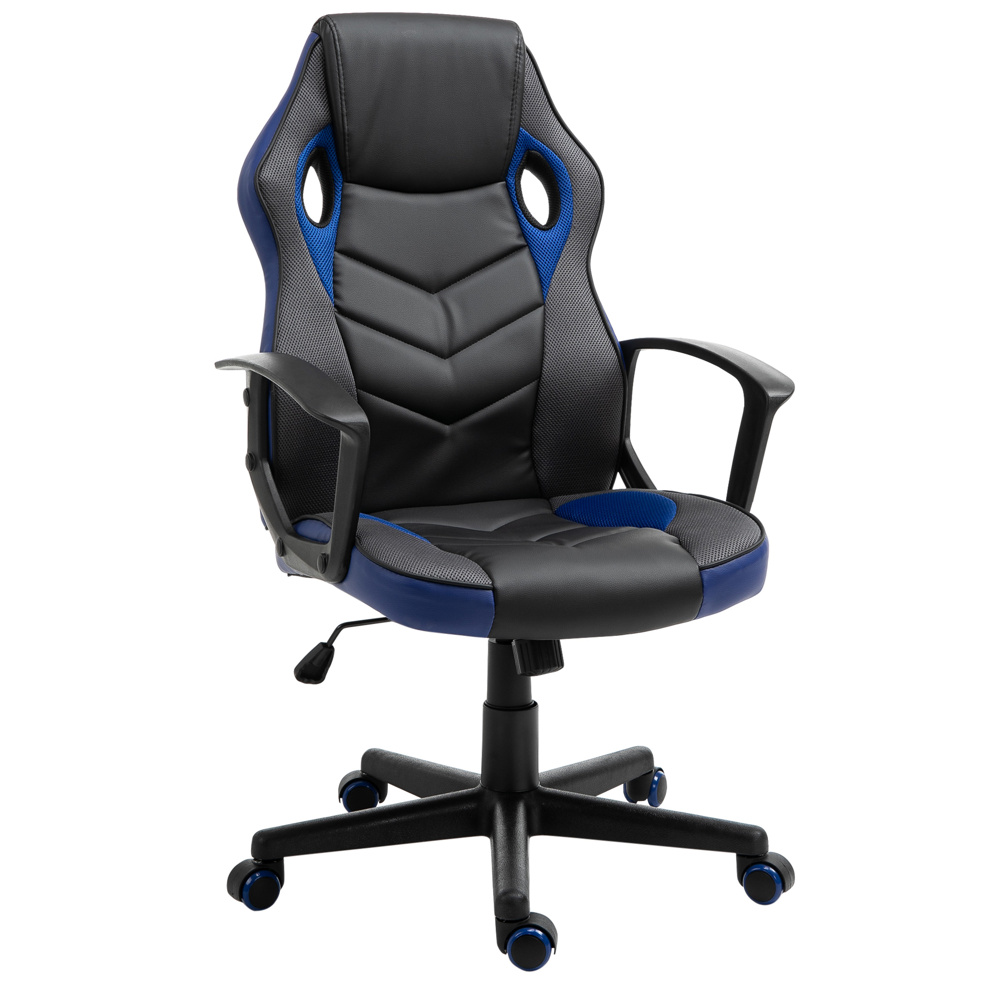 Vinsetto Scaun de Birou Rotativ din Piele Ecologică cu Roți Negru și Albastru 62x59x105-117 cm | Aosom Romania Vinsetto Scaun de Birou Rotativ din Piele Ecologică cu Roți Negru și Albastru 62x59x105-117 cm | Aosom Romania
