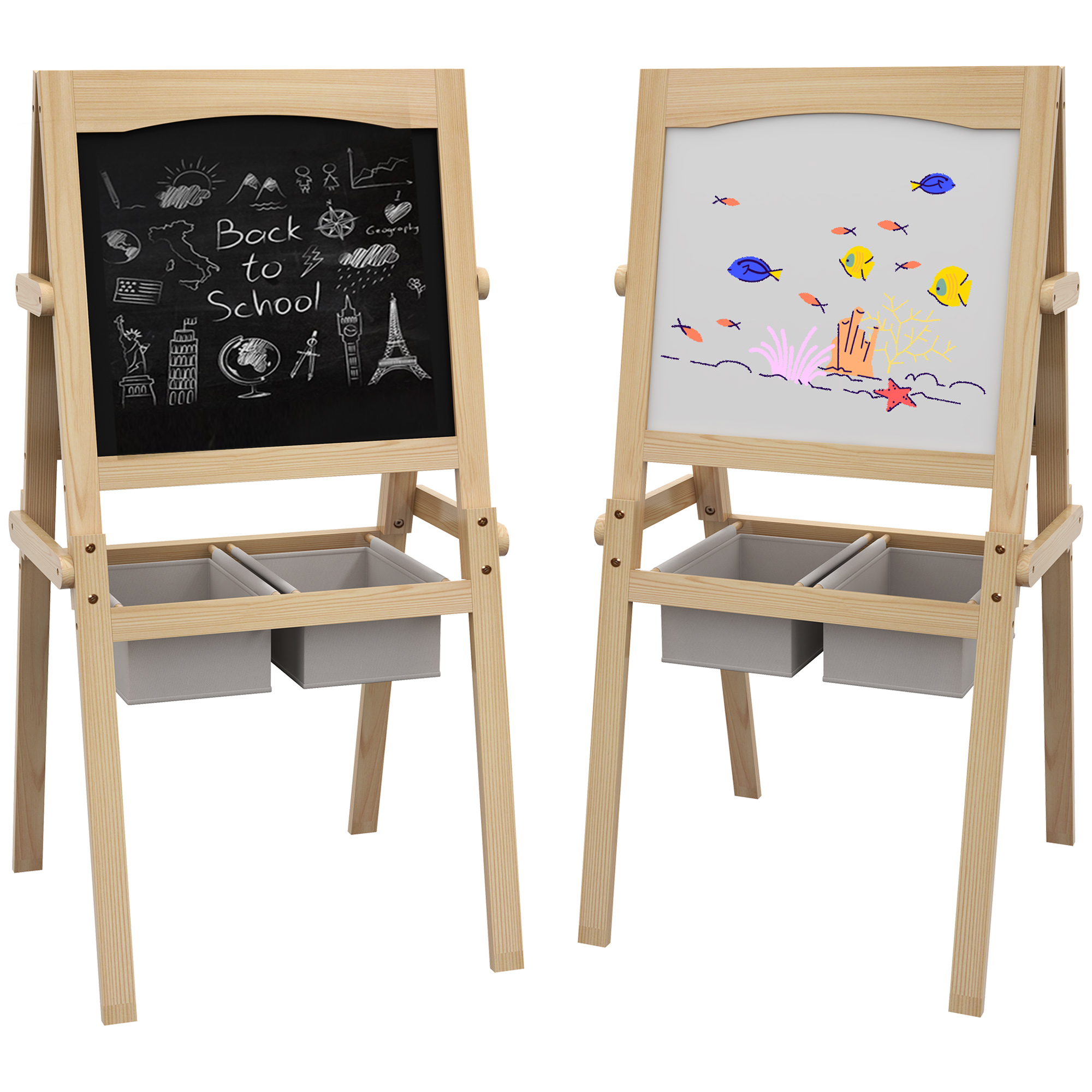 AIYAPLAY Sevalet Creativ 3 în 1 pentru Copii, cu Rola de Hârtie, Tablă pentru Creion și Cretă, Educațional, Lemn Natural, 3-6 Ani | Aosom Romania AIYAPLAY Sevalet Creativ 3 în 1 pentru Copii, cu Rola de Hârtie, Tablă pentru Creion și Cretă, Educațional, Lemn Natural, 3-6 Ani | Aosom Romania