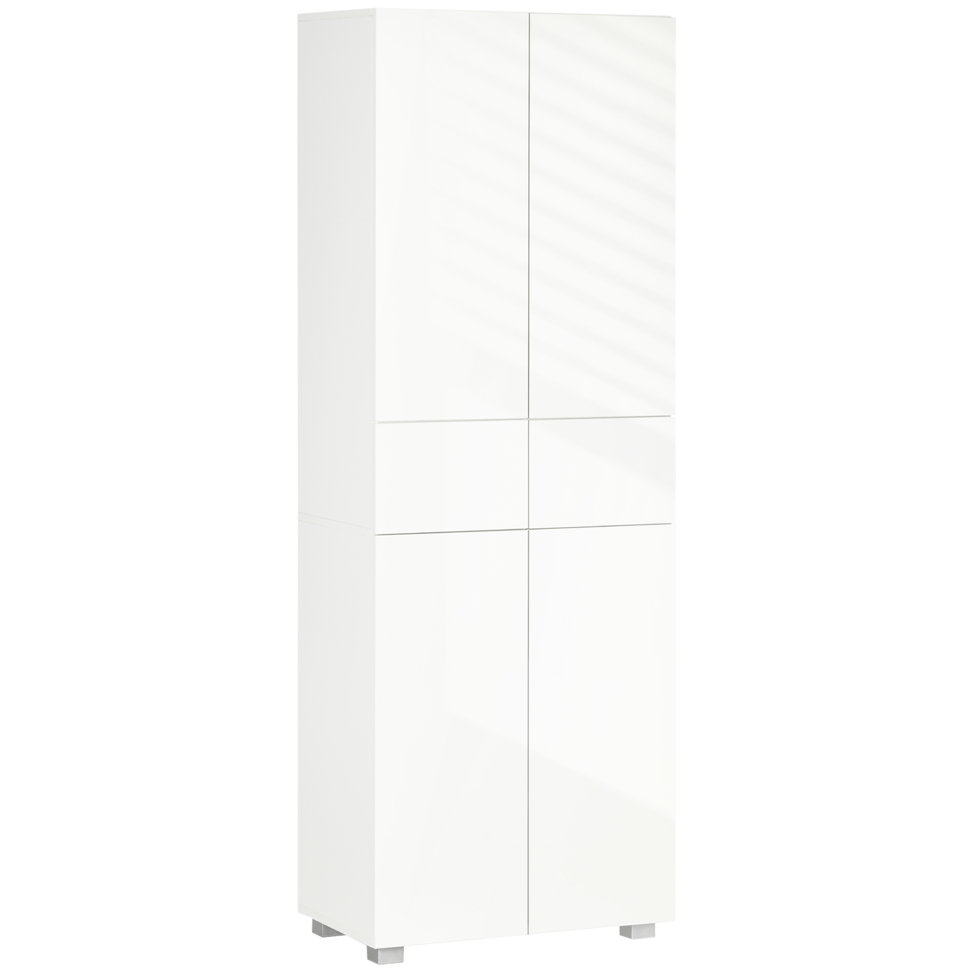 Dulap Bucatarie cu sertare,4 usi, cu 5 niveluri cu 3 rafturi reglabile, pentru sufragerie, alb lucios 60x35x170cm HOMCOM | Aosom RO Dulap Bucatarie cu sertare,4 usi, cu 5 niveluri cu 3 rafturi reglabile, pentru sufragerie, alb lucios 60x35x170cm HOMCOM | Aosom RO