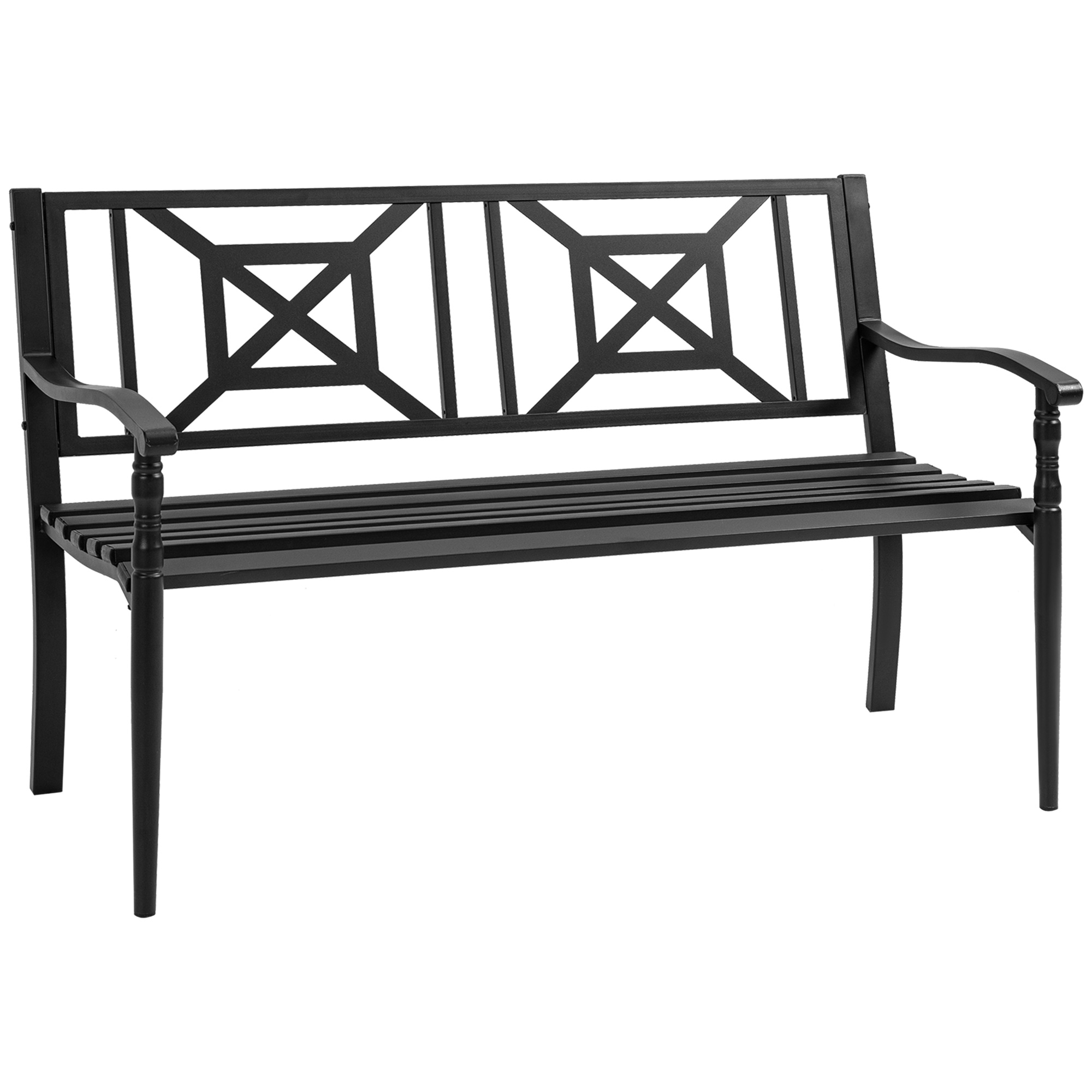 HOMCOM Bancă de Grădină din Oțel pentru 2 Persoane, Design Clasic, Rezistentă la Intemperii, Negru | Aosom Romania HOMCOM Bancă de Grădină din Oțel pentru 2 Persoane, Design Clasic, Rezistentă la Intemperii, Negru | Aosom Romania