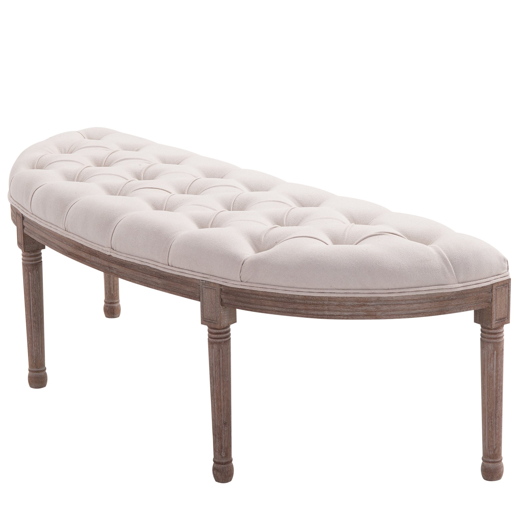 HOMCOM Bancă pentru Capătul Patului, Design Chesterfield, Lemn și Tapitat, Beige, 140,5x51x48 cm | Aosom Romania HOMCOM Bancă pentru Capătul Patului, Design Chesterfield, Lemn și Tapitat, Beige, 140,5x51x48 cm | Aosom Romania