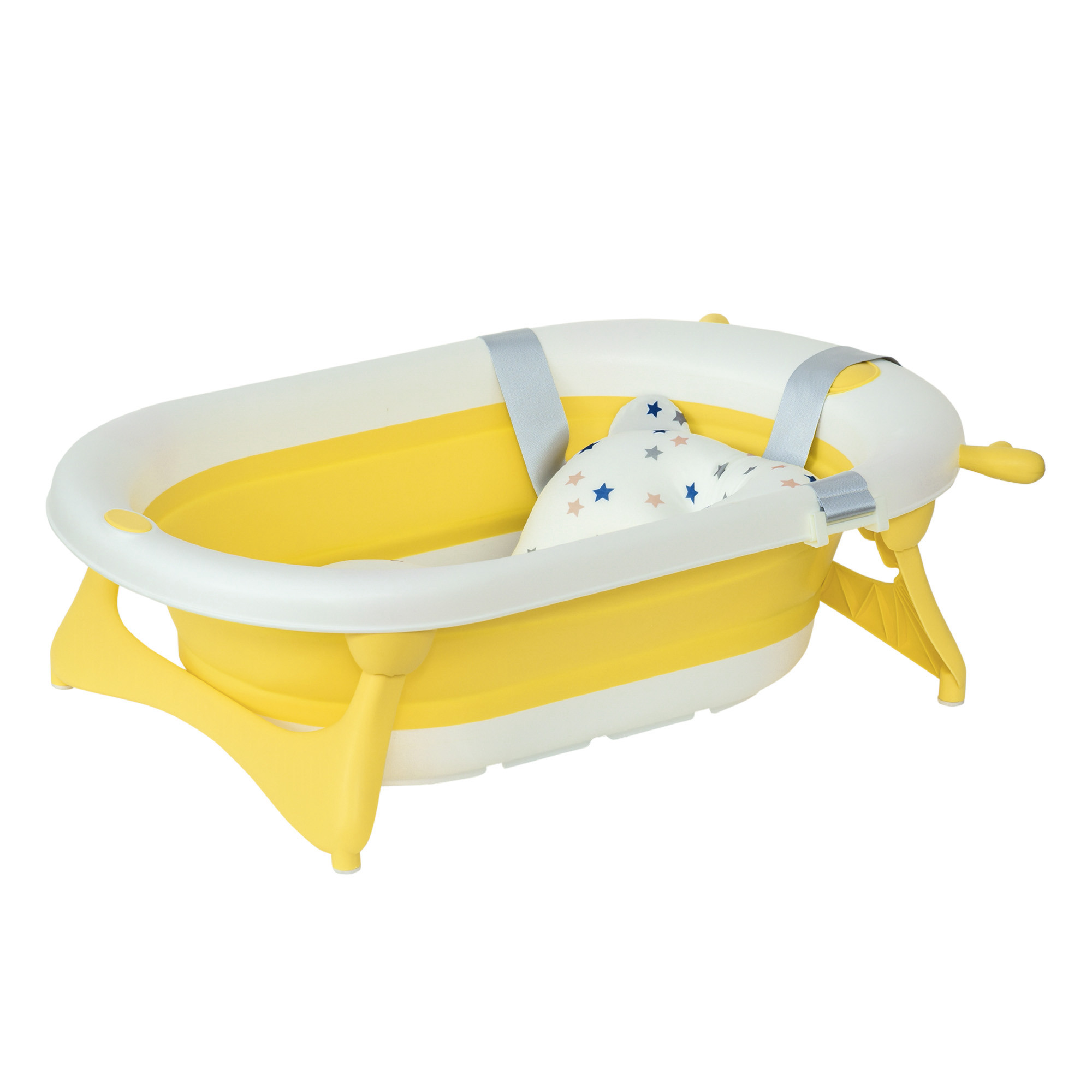 HOMCOM Cadă Pliabilă pentru Bebeluși 0-3 Ani, cu Indicator de Temperatură și Pernuță, Alb, 81.5x50.5x23.5 cm, Design Ergonomic | Aosom Romania HOMCOM Cadă Pliabilă pentru Bebeluși 0-3 Ani, cu Indicator de Temperatură și Pernuță, Alb, 81.5x50.5x23.5 cm, Design Ergonomic | Aosom Romania