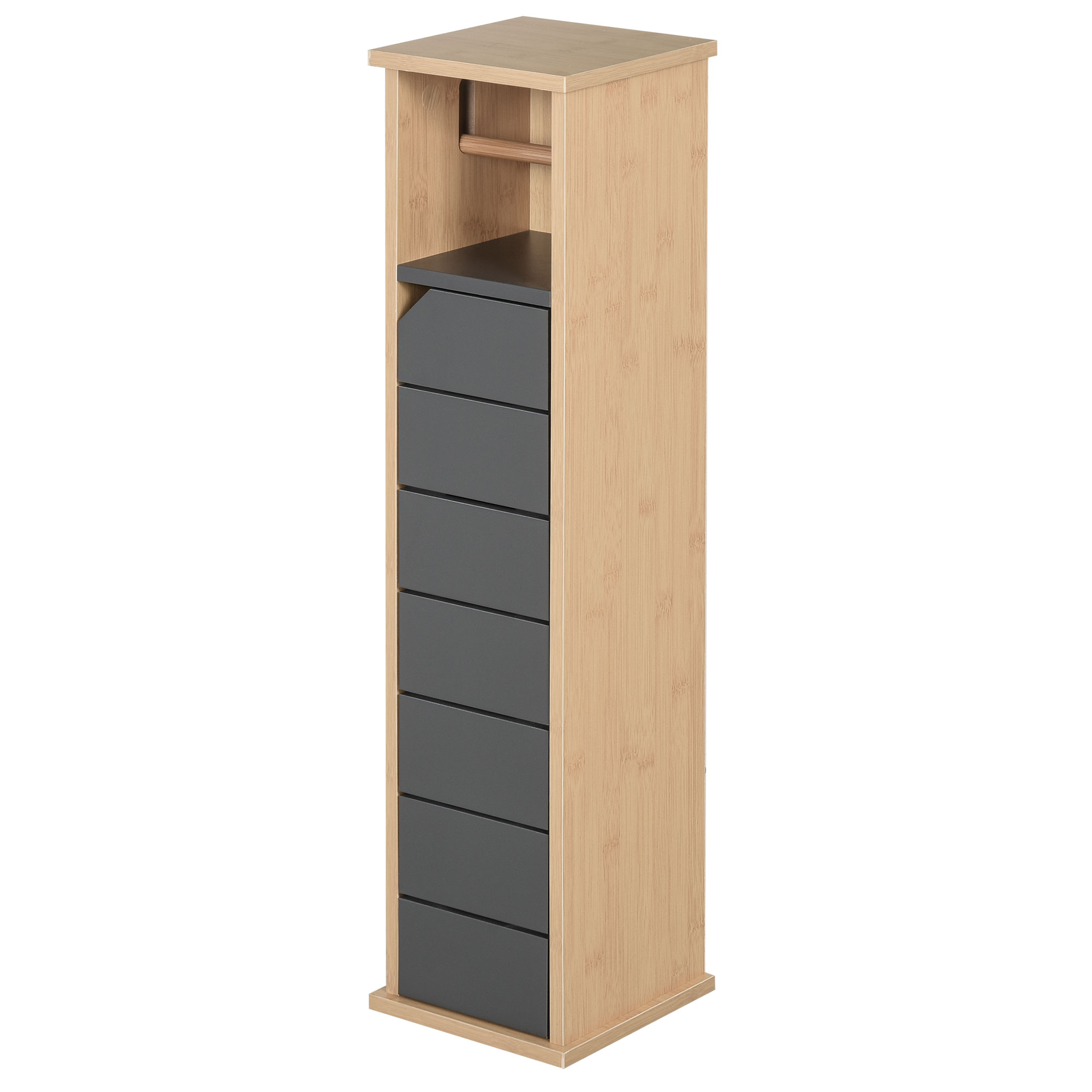 HOMCOM Dulap Baie Îngust pentru Hârtie Igienică Raft Reglabil 18x18x75cm Design Compact | Aosom Romania HOMCOM Dulap Baie Îngust pentru Hârtie Igienică Raft Reglabil 18x18x75cm Design Compact | Aosom Romania