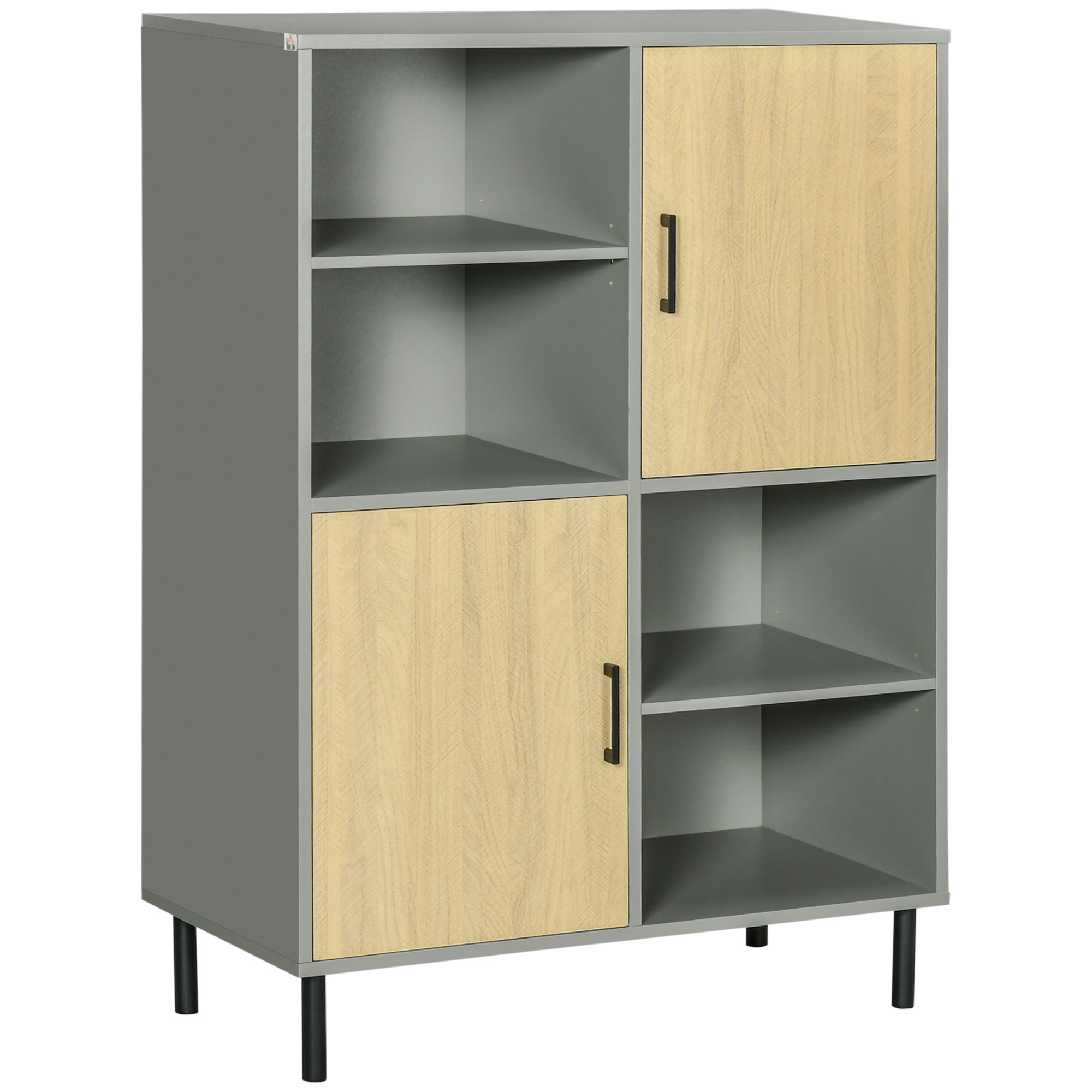 HOMCOM Dulap de Bucătărie Bufet, 4 Compartimente, 2 Uși, Rafturi Reglabile, Design Modern, Gri | Aosom Romania HOMCOM Dulap de Bucătărie Bufet, 4 Compartimente, 2 Uși, Rafturi Reglabile, Design Modern, Gri | Aosom Romania