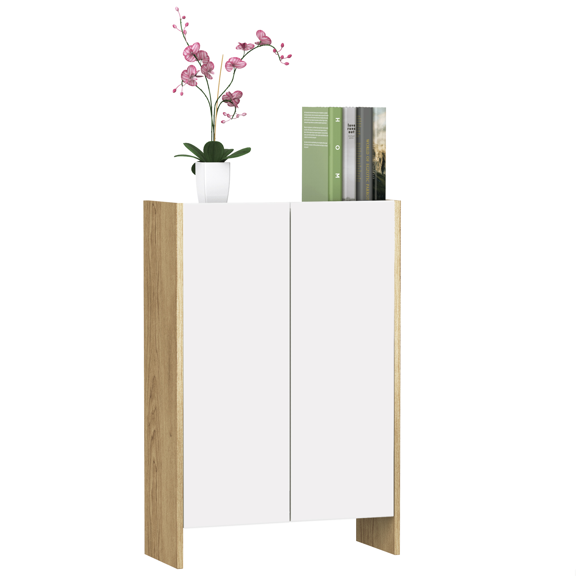 HOMCOM Dulap Depozitare 2 Uși 2 Compartimente Lemn Alb Stejar 60x25x90cm pentru Living sau Birou | Aosom Romania HOMCOM Dulap Depozitare 2 Uși 2 Compartimente Lemn Alb Stejar 60x25x90cm pentru Living sau Birou | Aosom Romania