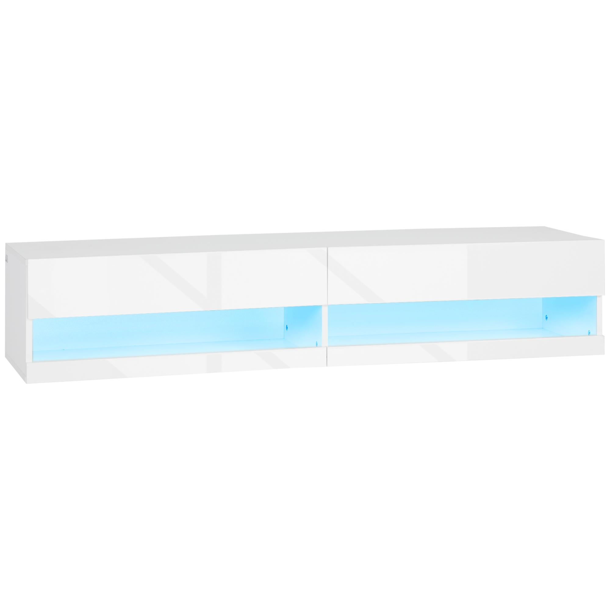 HOMCOM Dulap pentru Televizor Suspendat cu Luciu Intens pentru Televizoare de pana la 65” cu Lumini LED, Alb | AOSOM RO HOMCOM Dulap pentru Televizor Suspendat cu Luciu Intens pentru Televizoare de pana la 65” cu Lumini LED, Alb | AOSOM RO