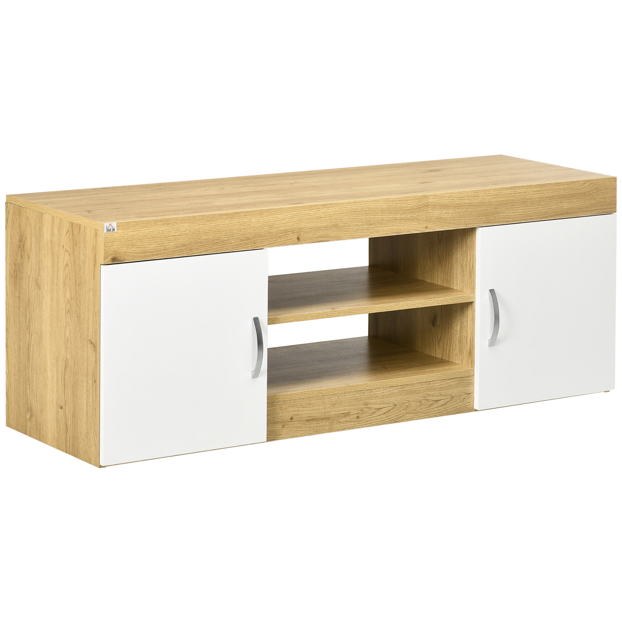 HOMCOM Dulap TV PAL pentru Ecrane de până la 60" cu 2 Uși și Rafturi Deschise 130x39.6x48cm Lemn | Aosom Romania HOMCOM Dulap TV PAL pentru Ecrane de până la 60" cu 2 Uși și Rafturi Deschise 130x39.6x48cm Lemn | Aosom Romania
