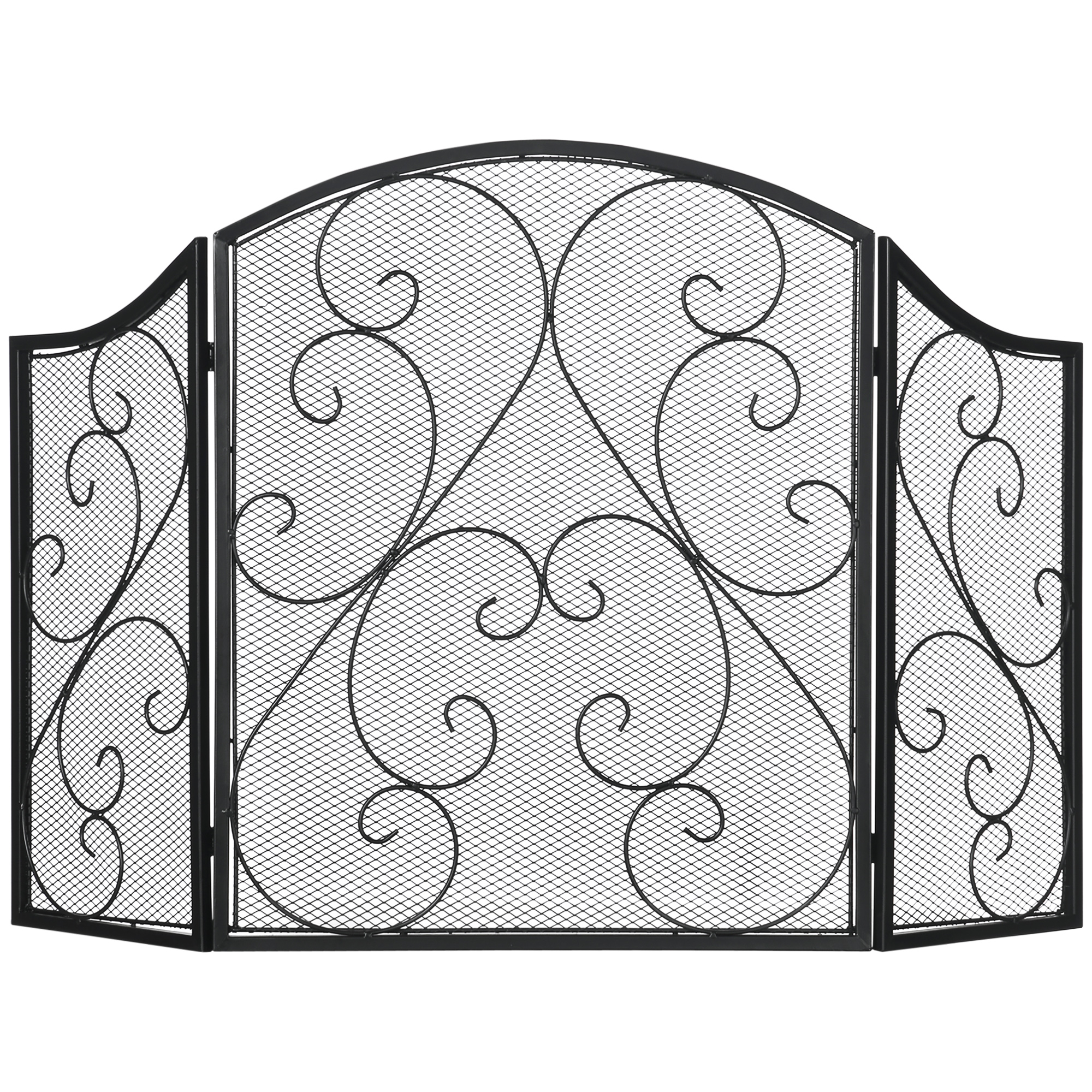 HOMCOM Ecran Semineu Pliabil 3 Panouri Negru Protectie Impotriva Focului si Scanteilor cu Plasa Metalica Decorativ | Aosom Romania HOMCOM Ecran Semineu Pliabil 3 Panouri Negru Protectie Impotriva Focului si Scanteilor cu Plasa Metalica Decorativ | Aosom Romania