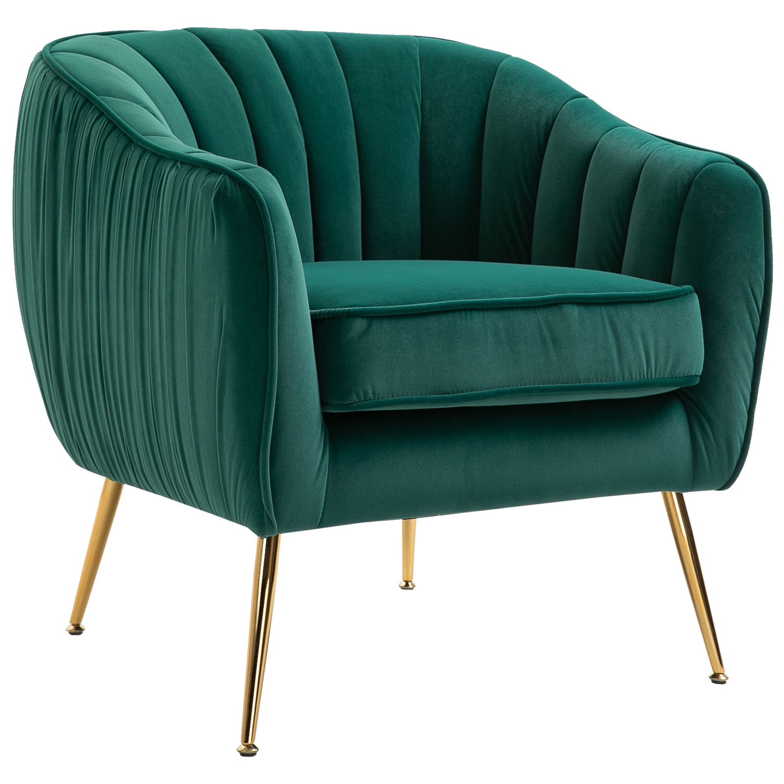 HOMCOM Fotoliu Elegant din Catifea Verde cu Picioare Metalice Aurii Confort Superior pentru Living | Aosom Romania HOMCOM Fotoliu Elegant din Catifea Verde cu Picioare Metalice Aurii Confort Superior pentru Living | Aosom Romania