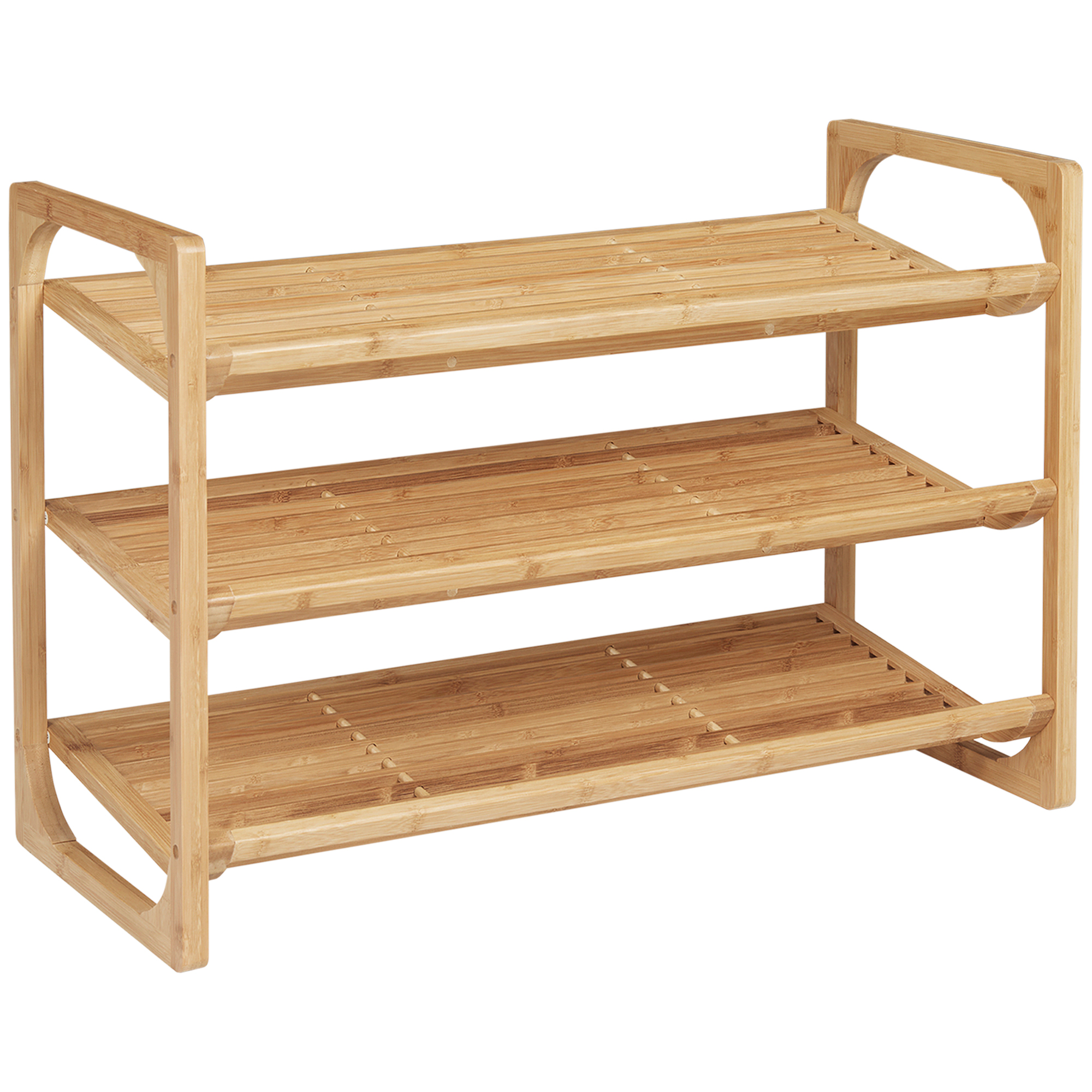 HOMCOM Organizator Pantofi din Bambus cu 3 Nivele, Rafturi pentru Depozitare Încălțăminte, Suport Durabil, Design Compact | Aosom Romania HOMCOM Organizator Pantofi din Bambus cu 3 Nivele, Rafturi pentru Depozitare Încălțăminte, Suport Durabil, Design Compact | Aosom Romania