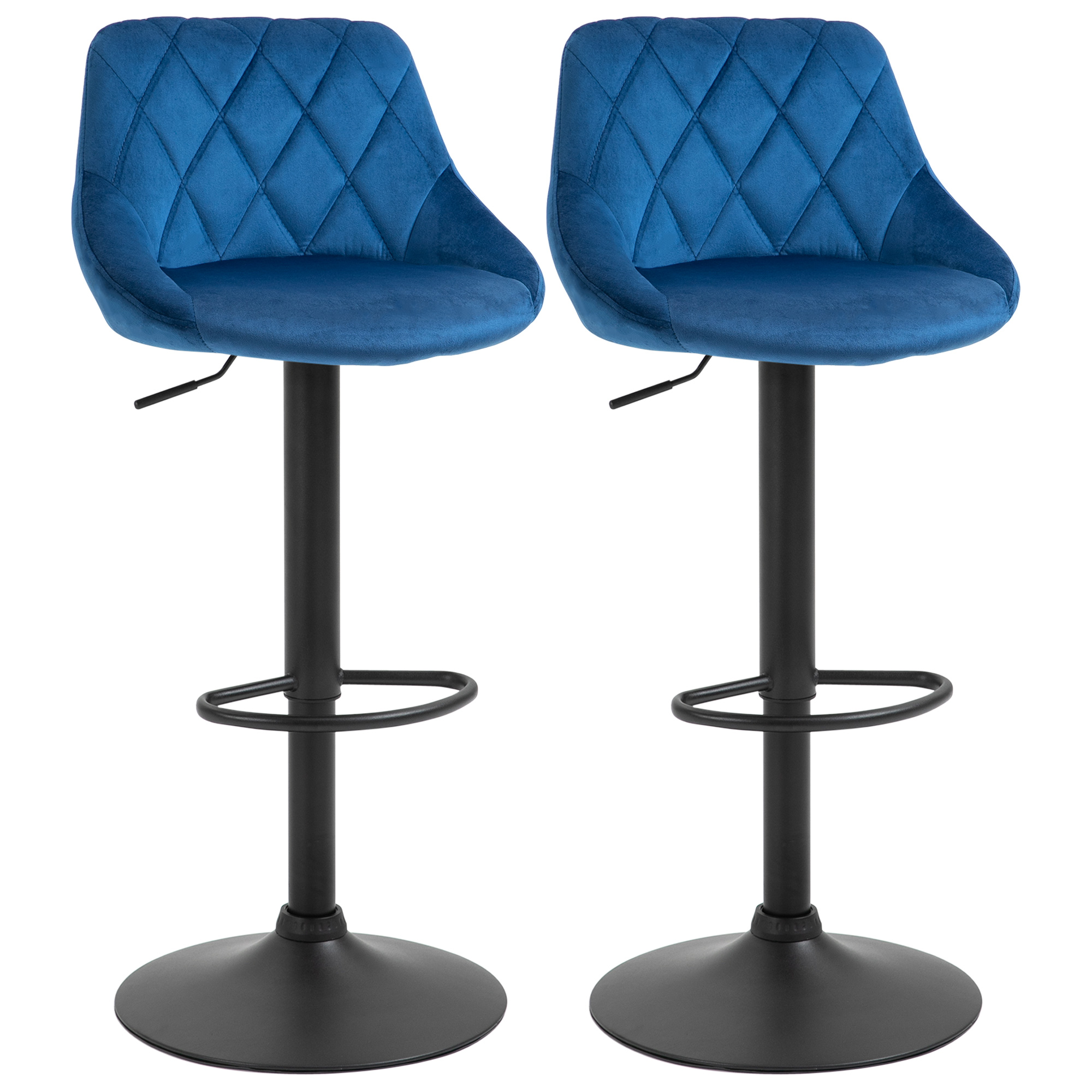 HOMCOM Set 2 Scaune de Bar Reglabile, Confortabile, Design Modern, 51.5x48x83-104 cm, Albastru | Aosom Romania HOMCOM Set 2 Scaune de Bar Reglabile, Confortabile, Design Modern, 51.5x48x83-104 cm, Albastru | Aosom Romania