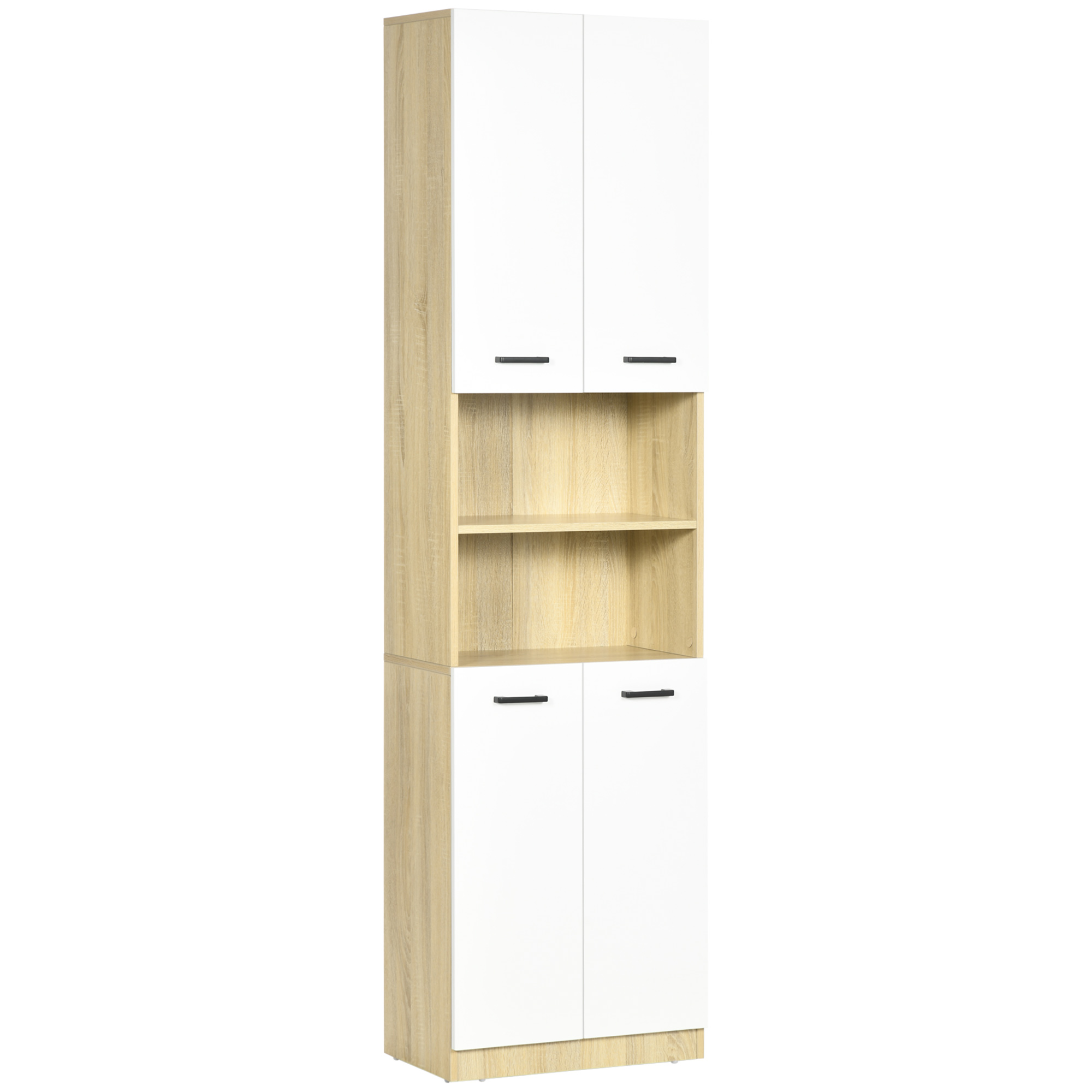 Kleankin Dulap Baie PAL Alb Anti-răsturnare cu 2 Uși și Rafturi Deschise 53x33.5x195.7 cm | Aosom Romania Kleankin Dulap Baie PAL Alb Anti-răsturnare cu 2 Uși și Rafturi Deschise 53x33.5x195.7 cm | Aosom Romania