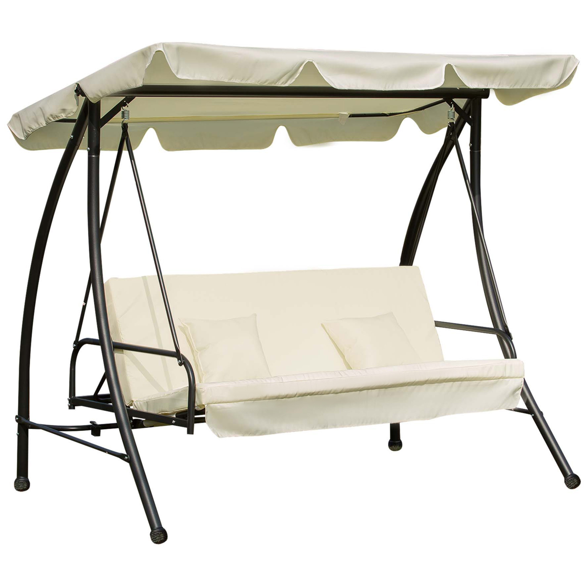 Outsunny Balansoar pentru Gradina 3 Locuri cu Acoperis, Crem, 185x125x173cm Outsunny Balansoar pentru Gradina 3 Locuri cu Acoperis, Crem, 185x125x173cm