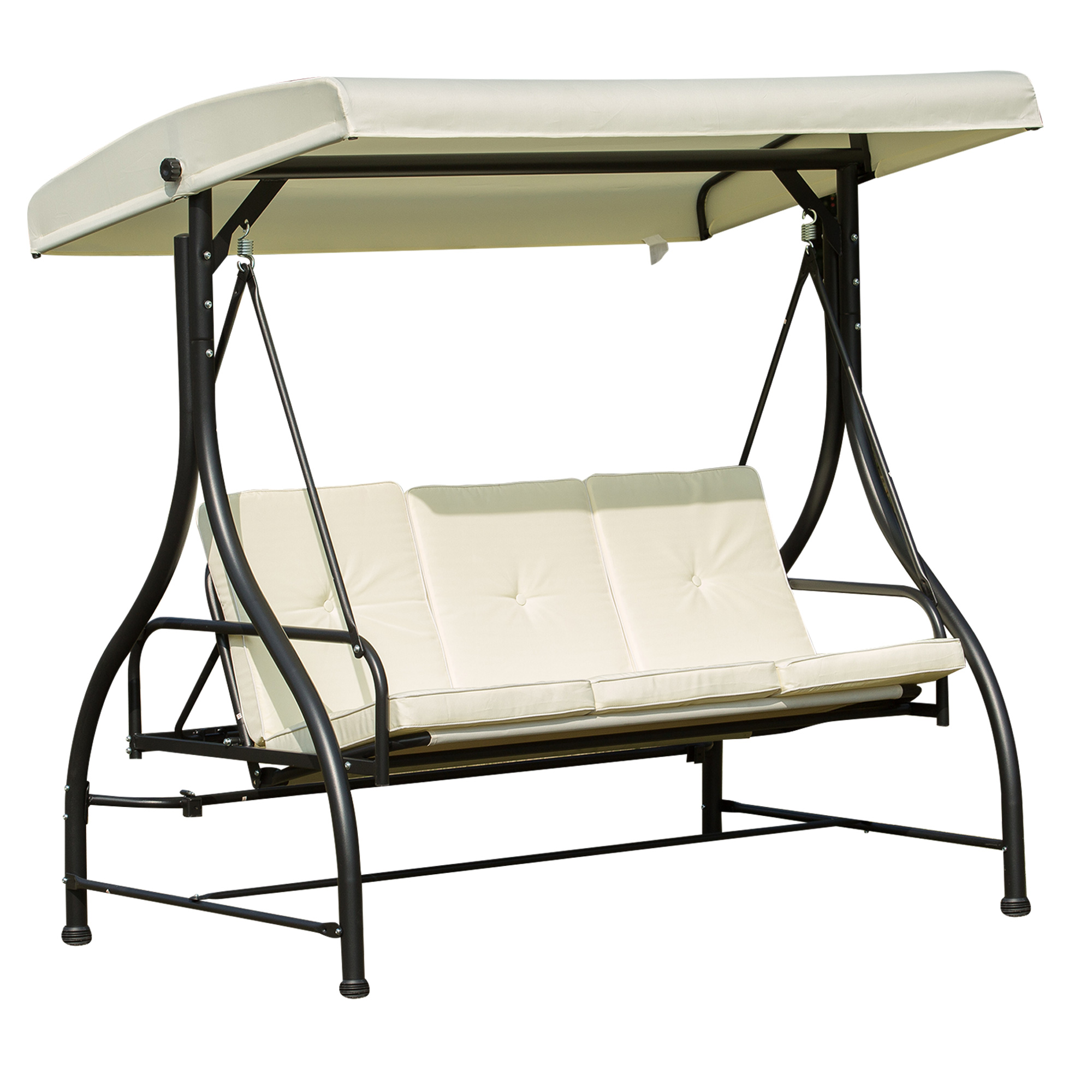 Outsunny Leagan Recliner de Gradina Terasa cu Acoperis Parasolar pentru 3 Persoane, 196 x 117 x 178cm Crem Outsunny Leagan Recliner de Gradina Terasa cu Acoperis Parasolar pentru 3 Persoane, 196 x 117 x 178cm Crem