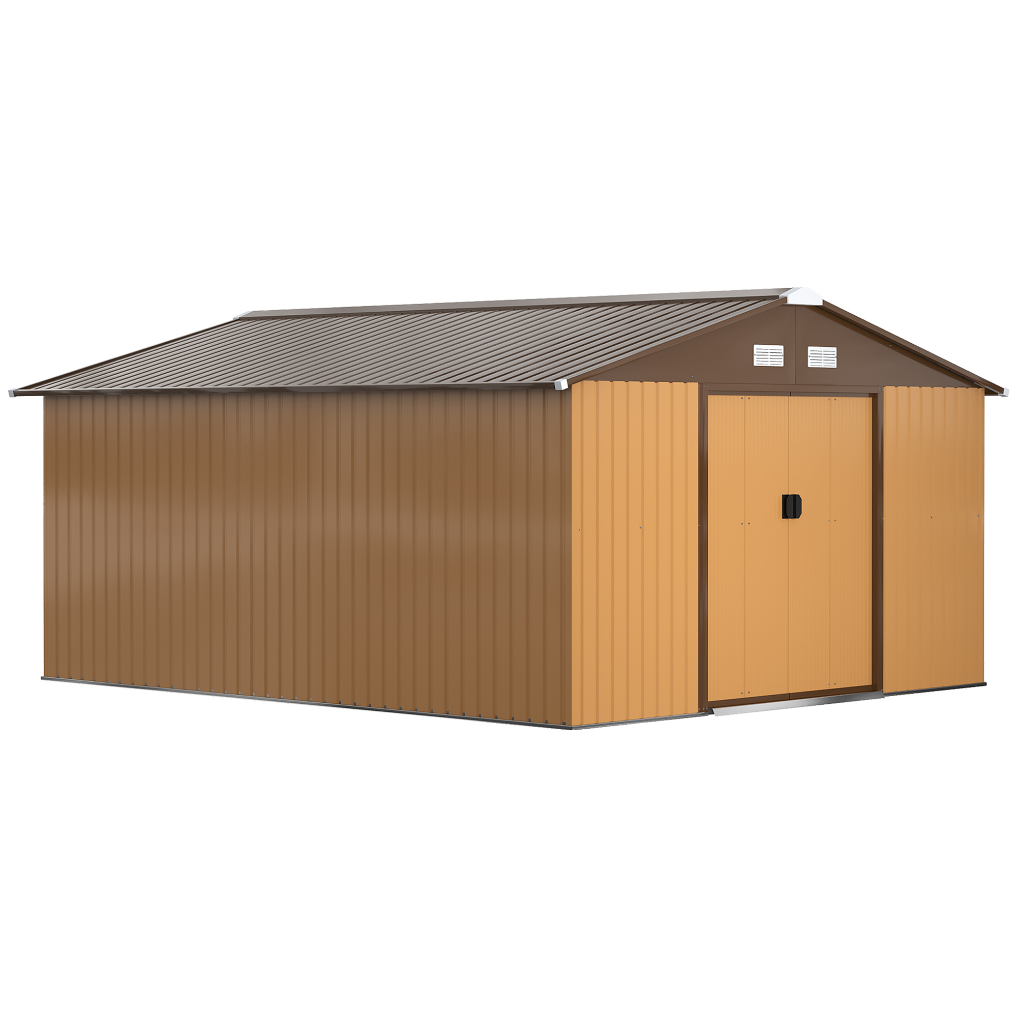 Outsunny Magazie de Unelte, Căsuță din Oțel Galvanizat, Șopron de Grădină pentru Organizare și Depozitare, 3.4x3.86x2 m, Galben | Aosom Romania Outsunny Magazie de Unelte, Căsuță din Oțel Galvanizat, Șopron de Grădină pentru Organizare și Depozitare, 3.4x3.86x2 m, Galben | Aosom Romania