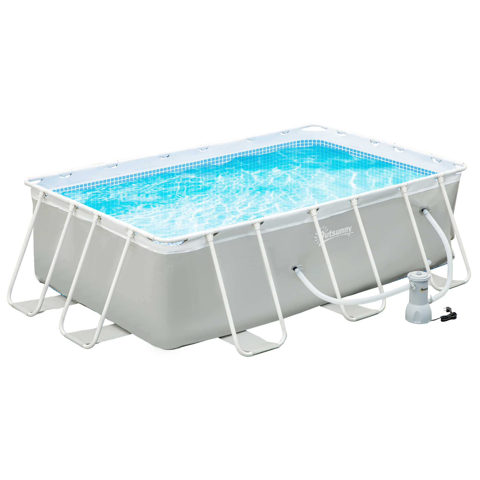Outsunny Piscină Supraterană cu Pompă de Filtrare și Cadru de Oțel 291x190x75cm Gri Rezistentă și Ușor de Asamblat pentru Grădină | Aosom Romania Outsunny Piscină Supraterană cu Pompă de Filtrare și Cadru de Oțel 291x190x75cm Gri Rezistentă și Ușor de Asamblat pentru Grădină | Aosom Romania
